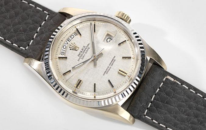 Rolex White Gold Day-Date Linen Sigma Dial 1803