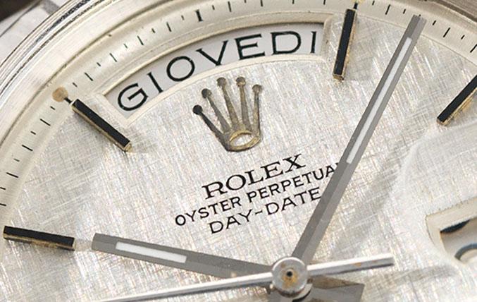 Rolex White Gold Day-Date Linen Sigma Dial 1803