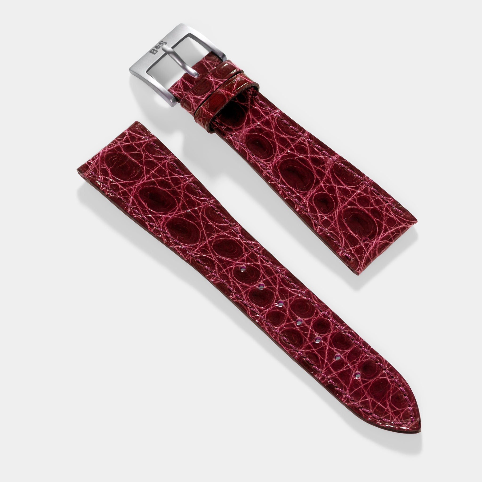 Brilliant Bordeaux Alligator Leather Watch Strap