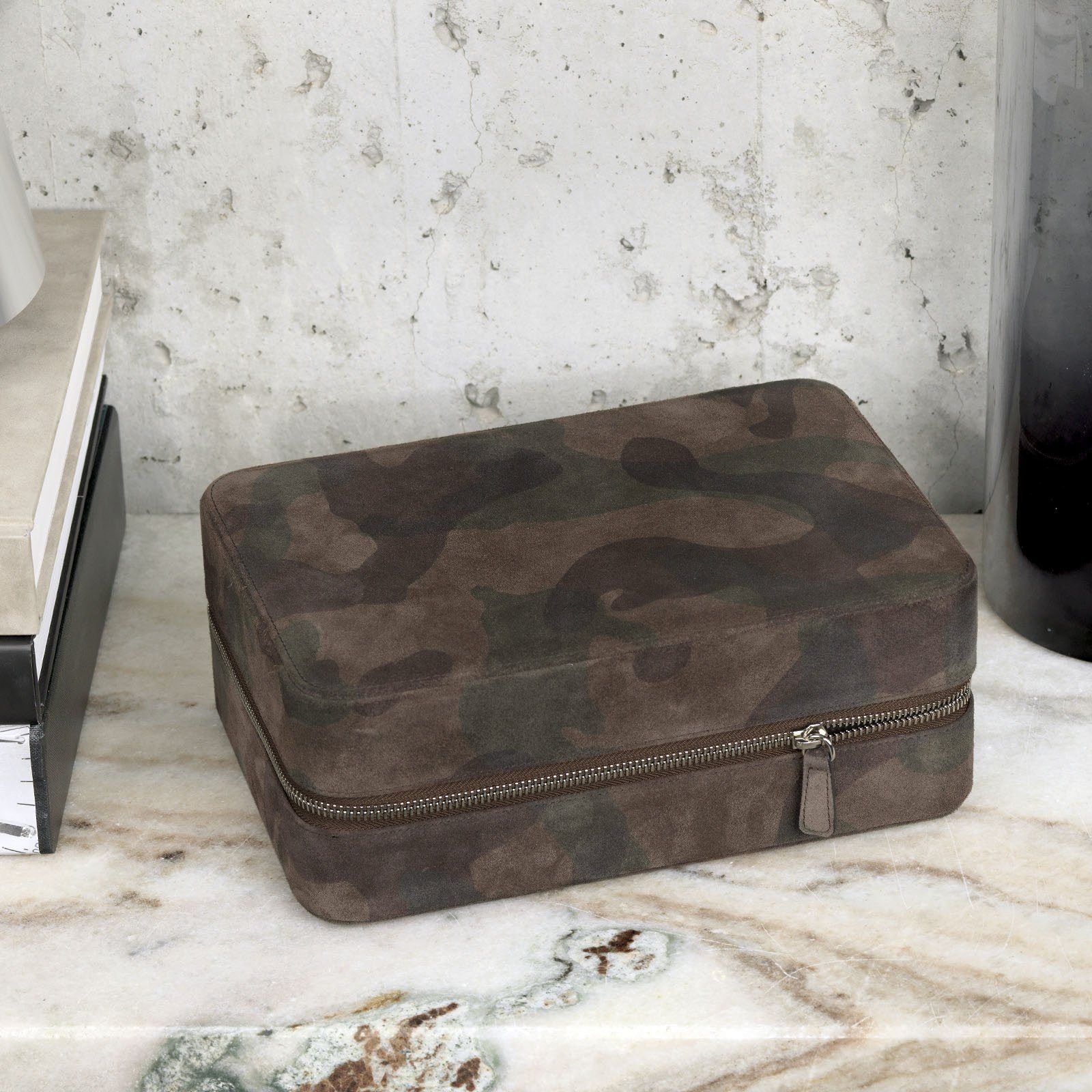 Brown Camo Suede Luxury Leather Watch Box