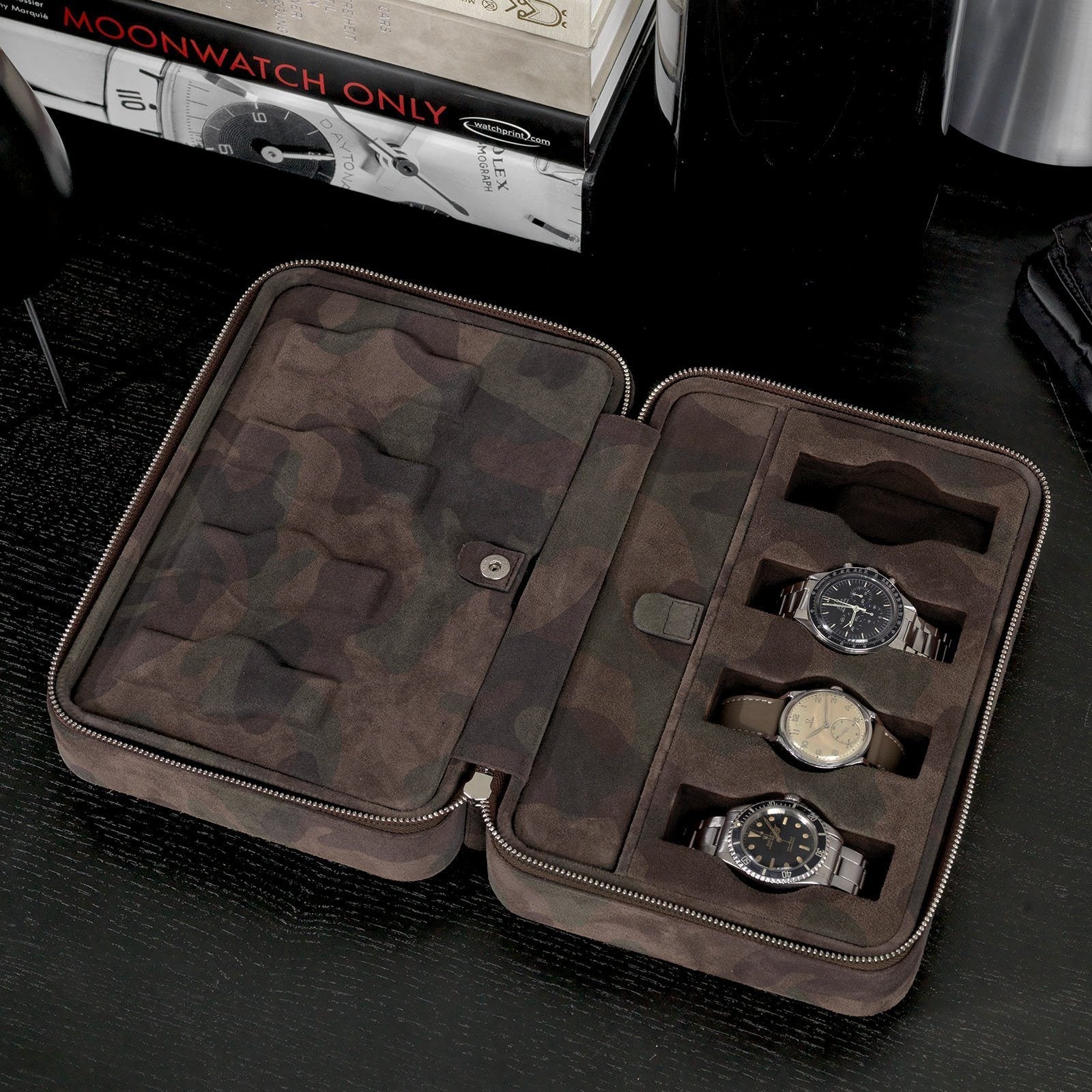 Brown Camo Suede Luxury Leather Watch Box