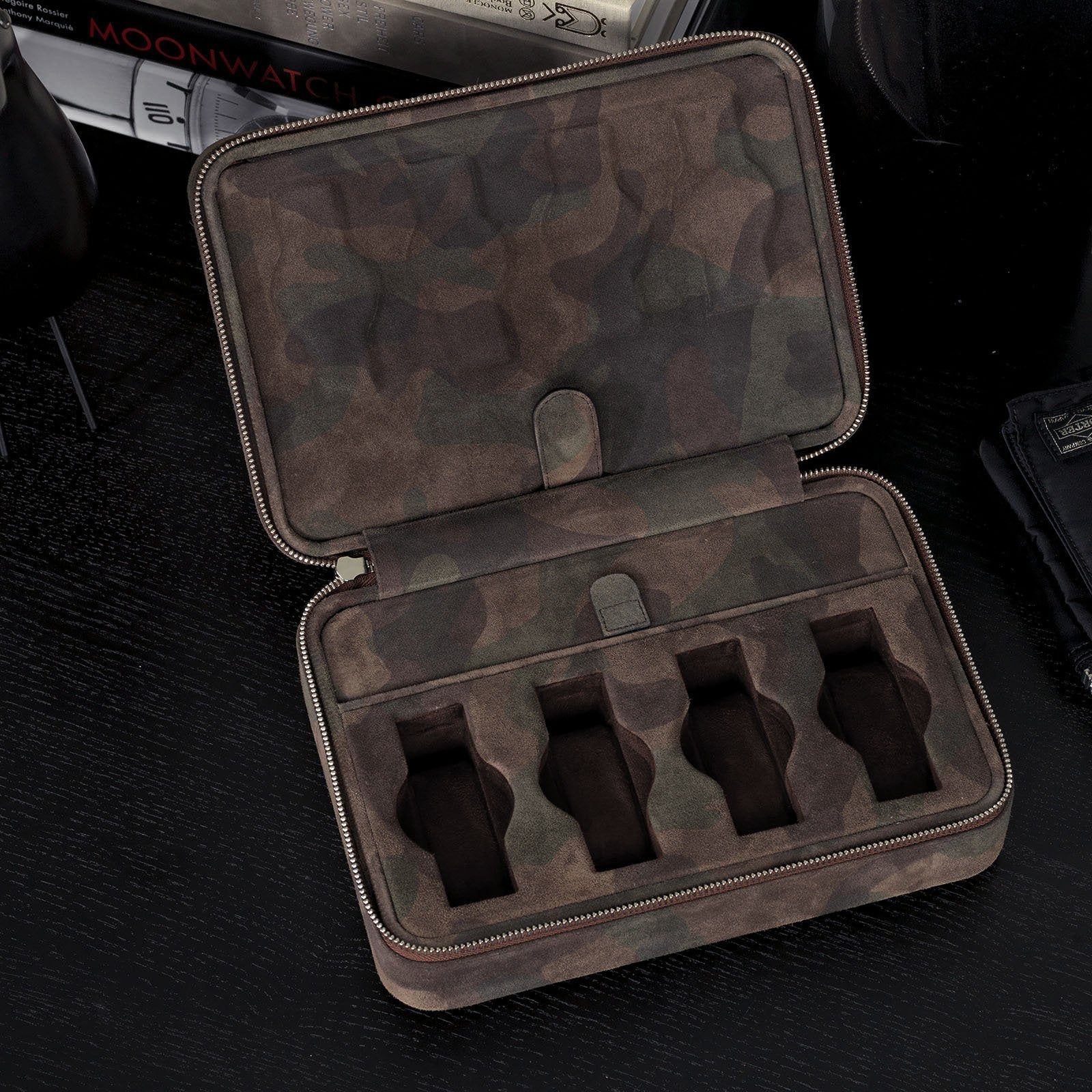 Brown Camo Suede Luxury Leather Watch Box