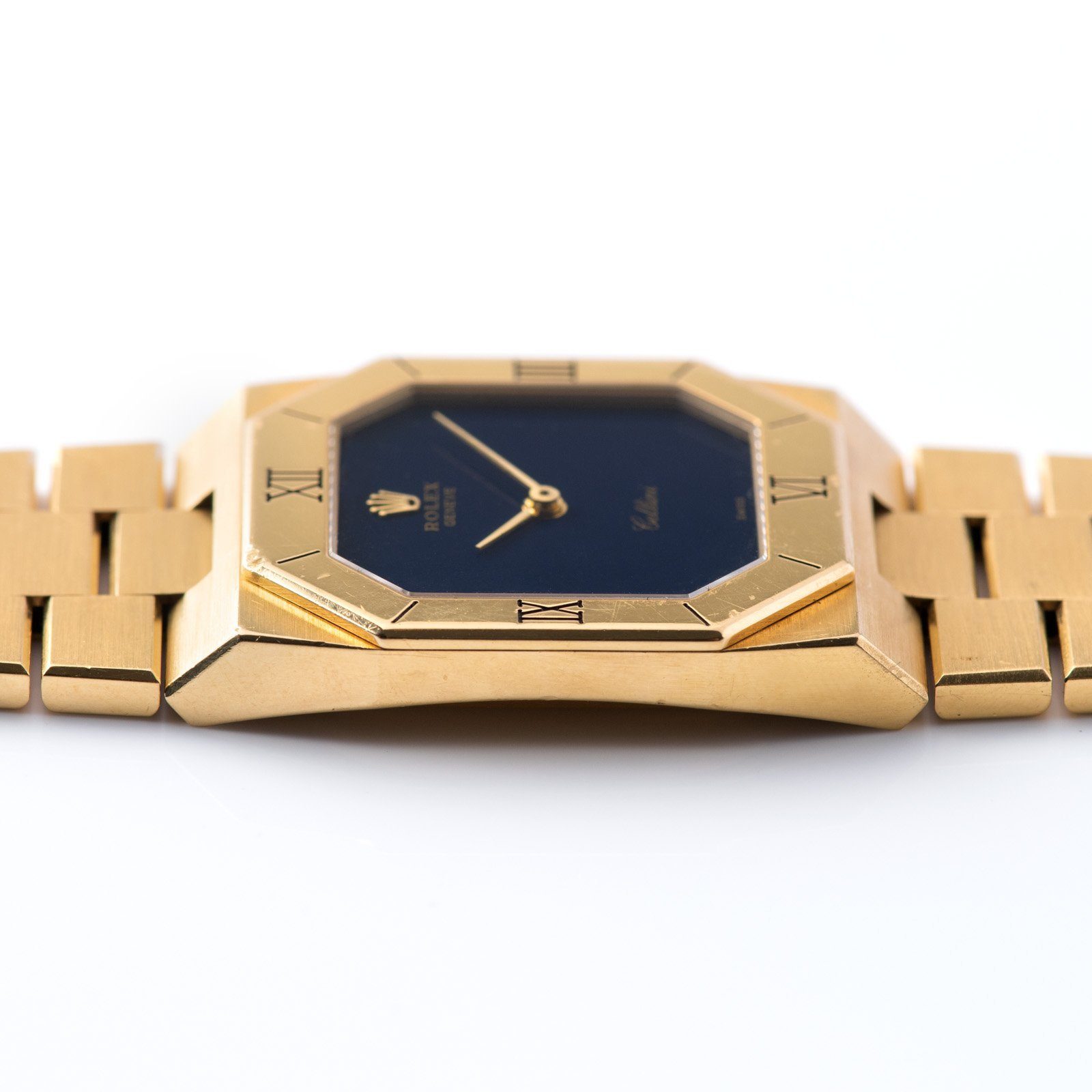 Rolex Cellini Yellow Gold Blue Stone Dial Reference 1350