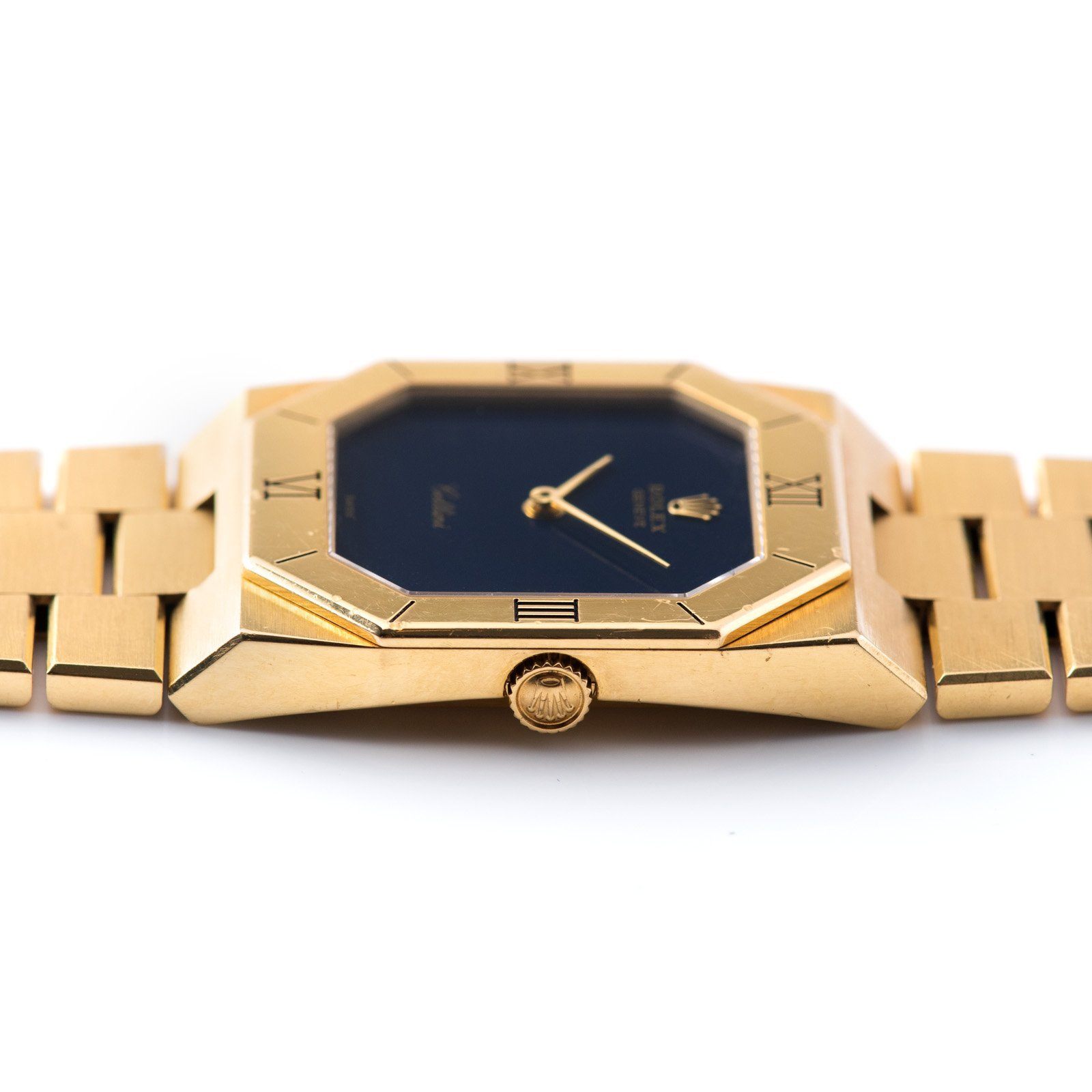 Rolex Cellini Yellow Gold Blue Stone Dial Reference 1350