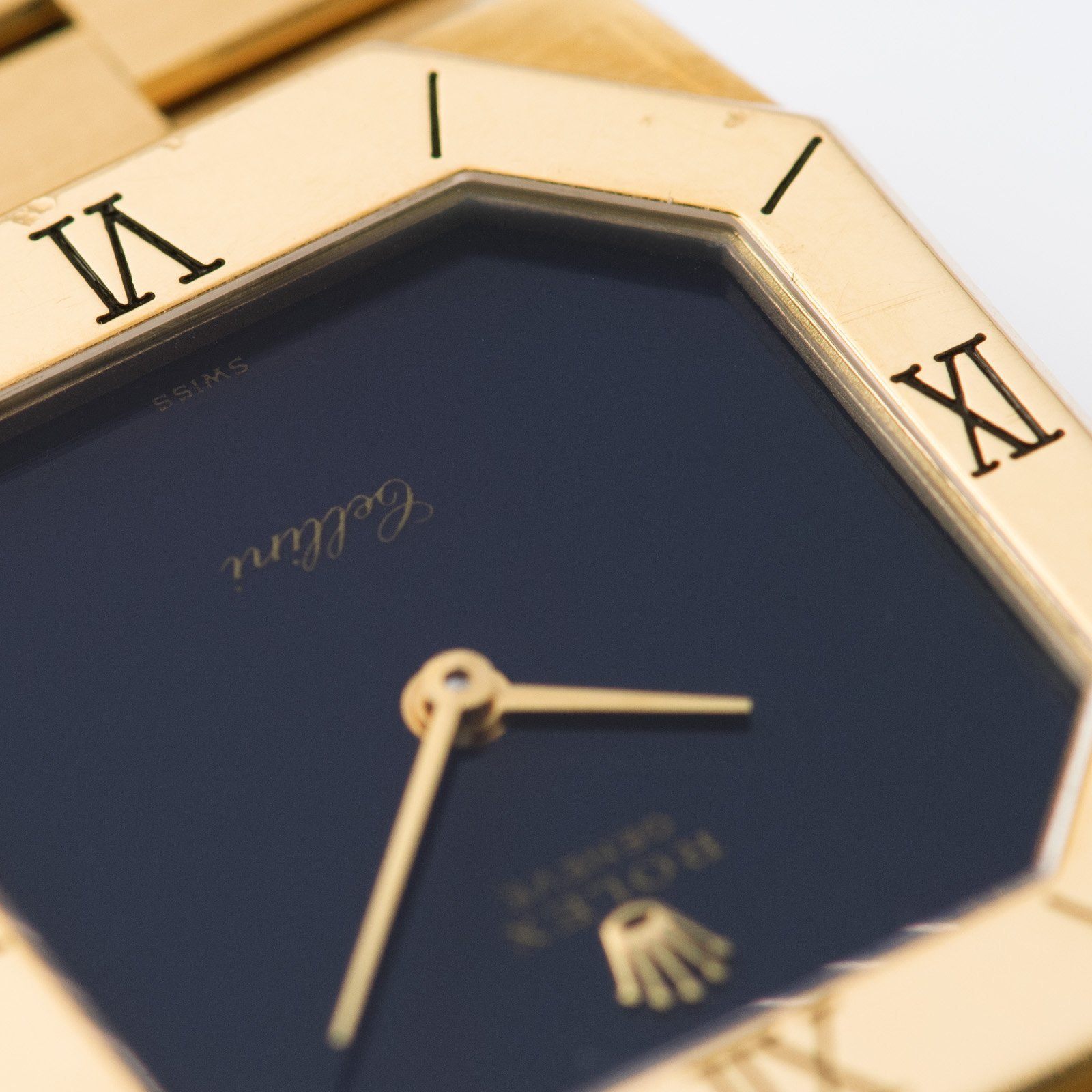 Rolex Cellini Yellow Gold Blue Stone Dial Reference 1350