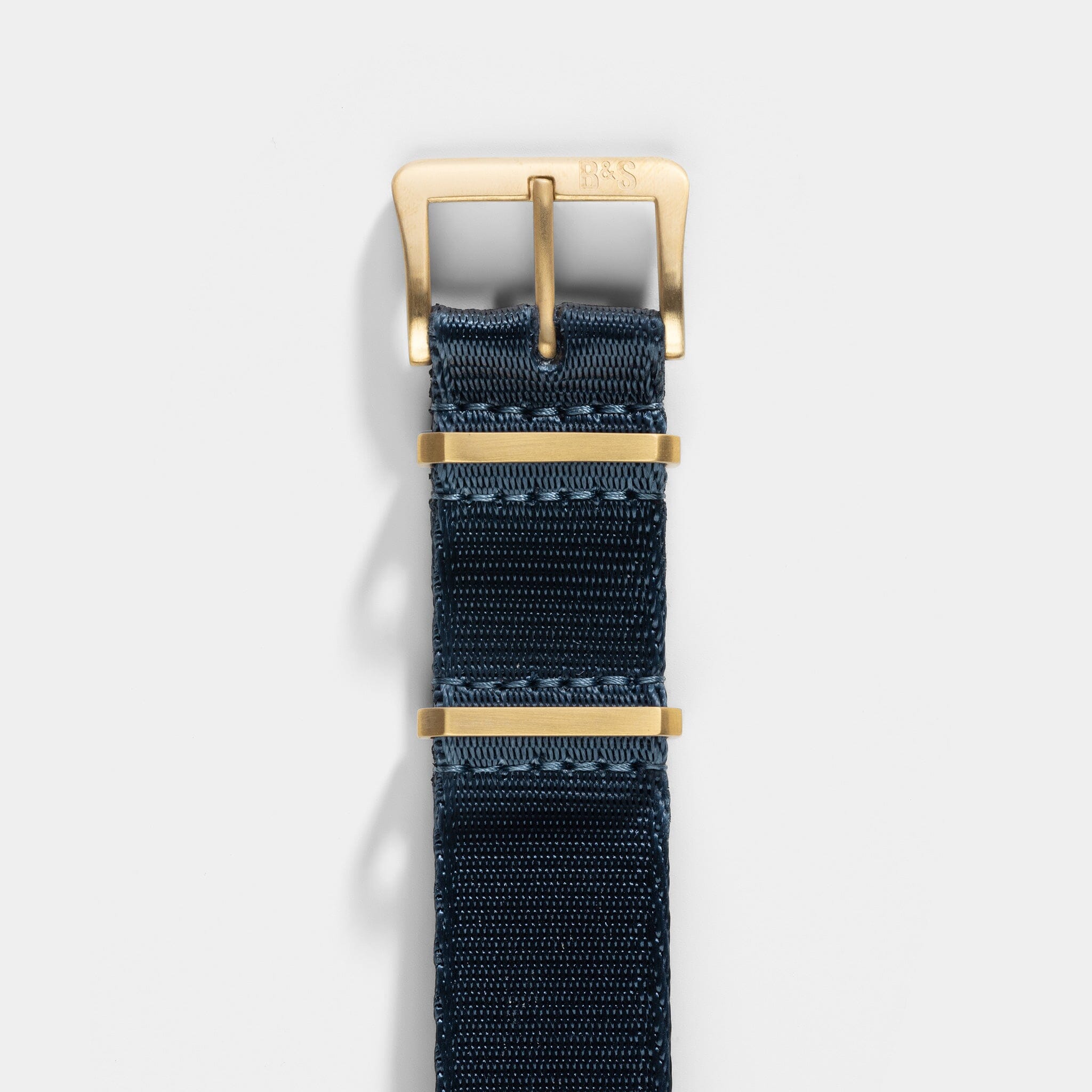 Deluxe Nylon Nato Uhrenarmband Navy - Gold Mattiert