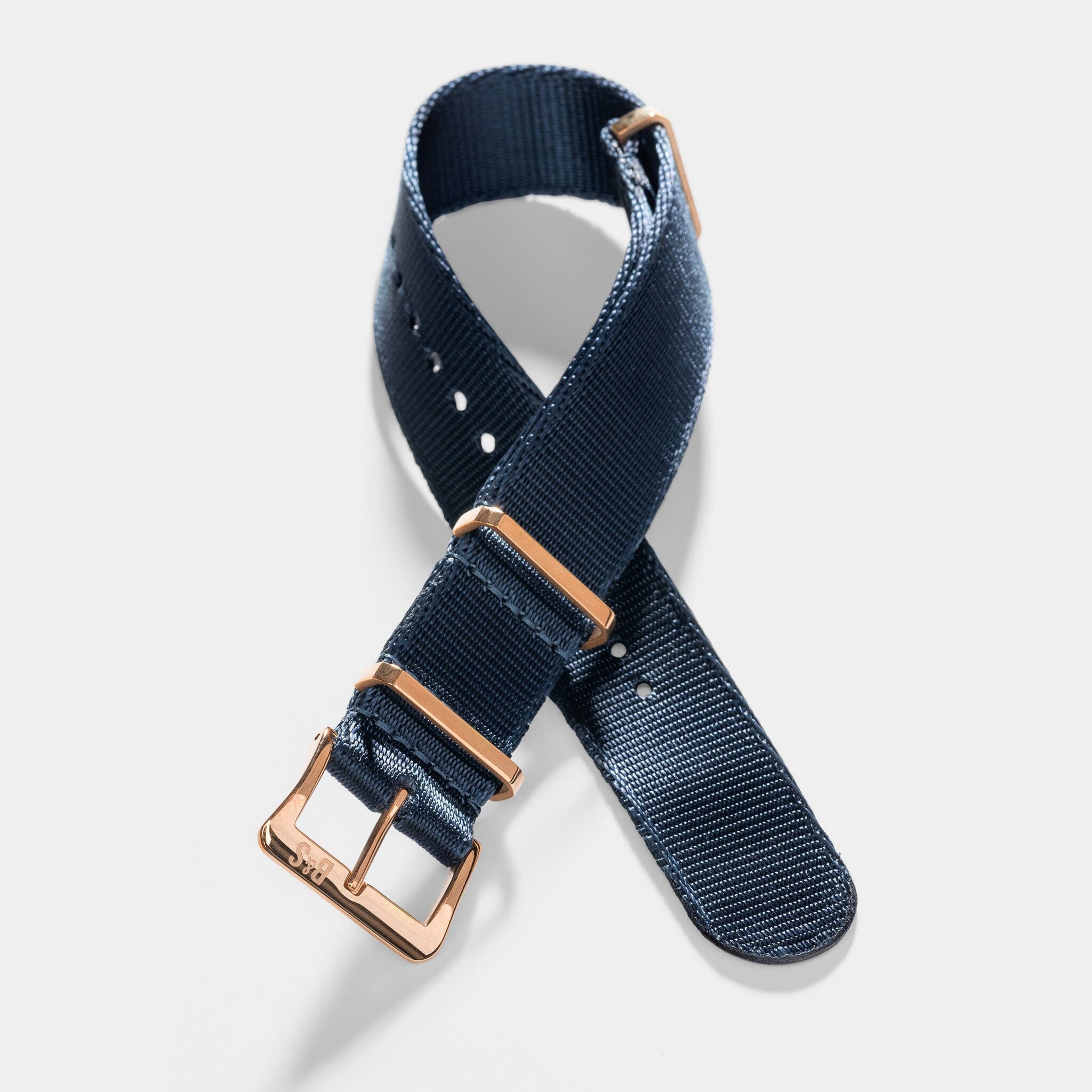 Deluxe Nylon Nato Uhrenarmband Navy - Roségold