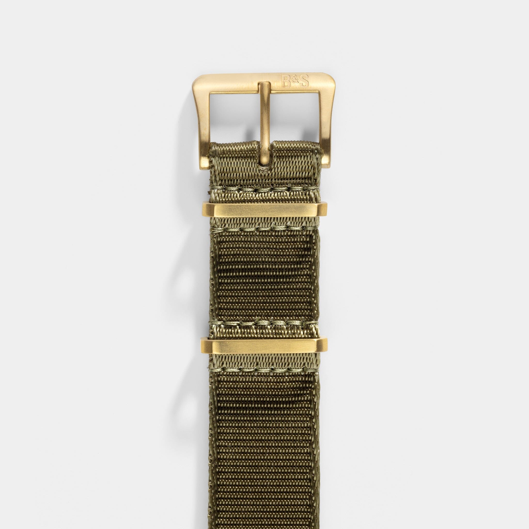 Deluxe Nylon Nato Uhrenarmband Olive Drab - Gold Mattiert