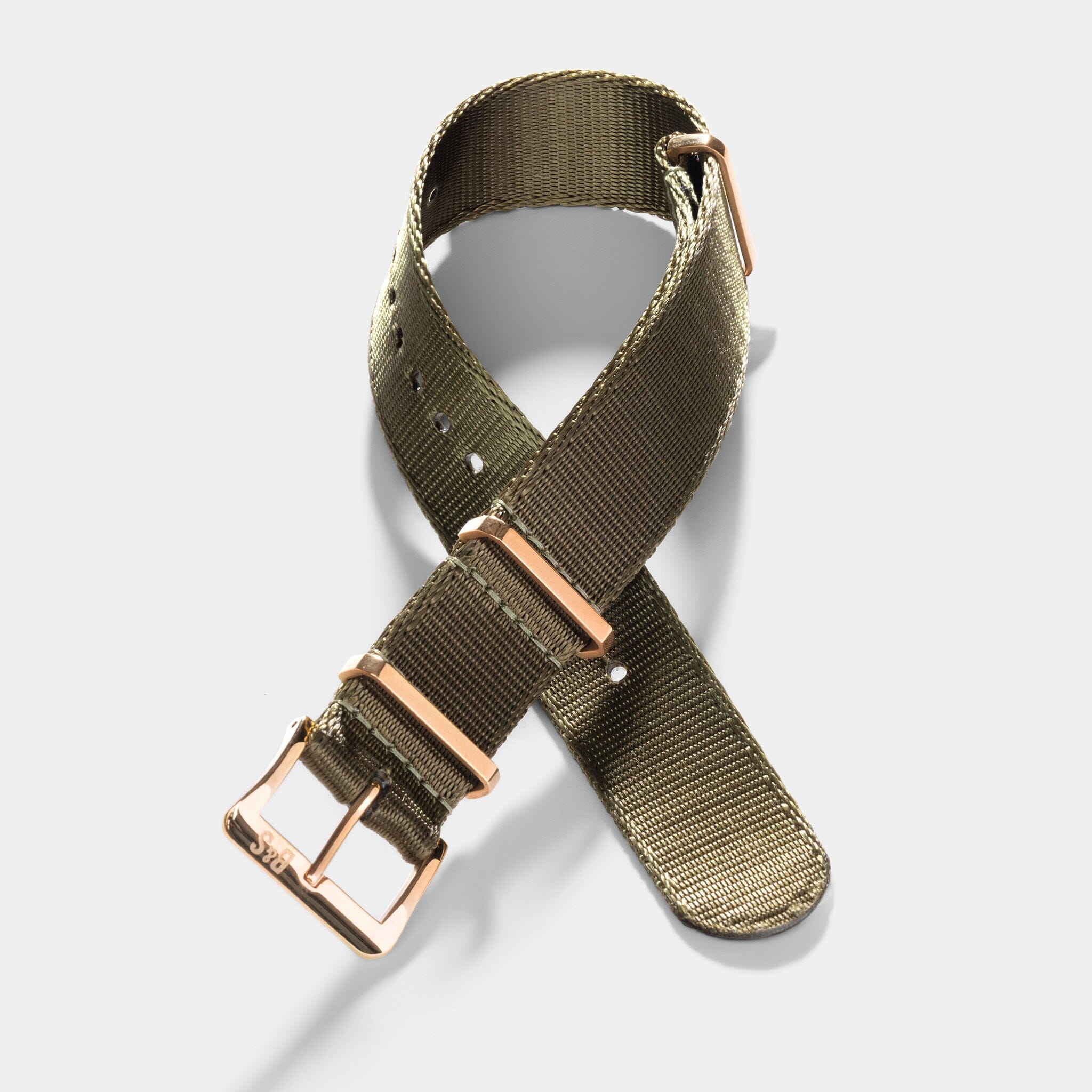 Deluxe Nylon Nato Uhrenarmband Olive Drab - Roségold