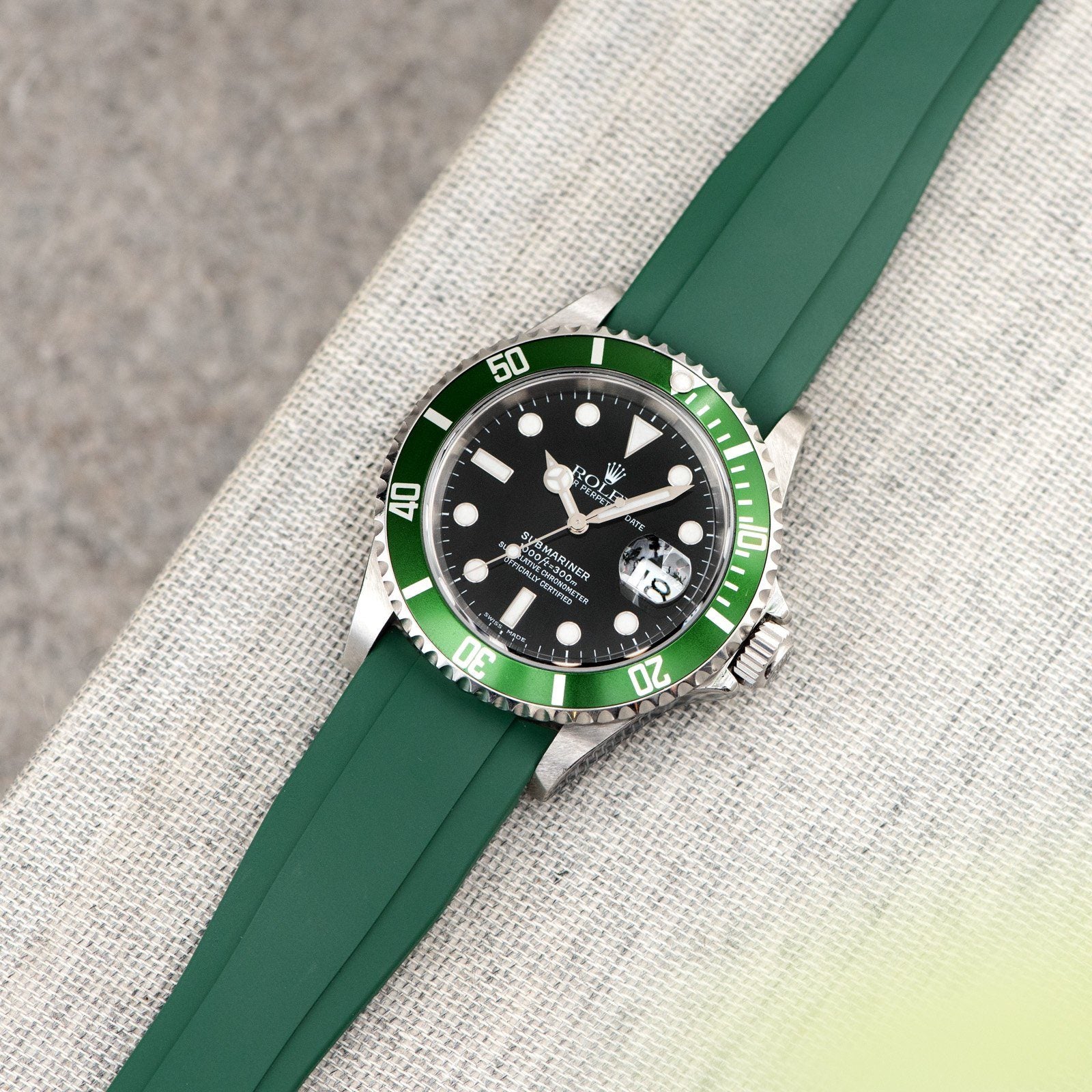 Everest Bands Kautschuk Uhrenarmband Grün - Für Rolex Faltschließe