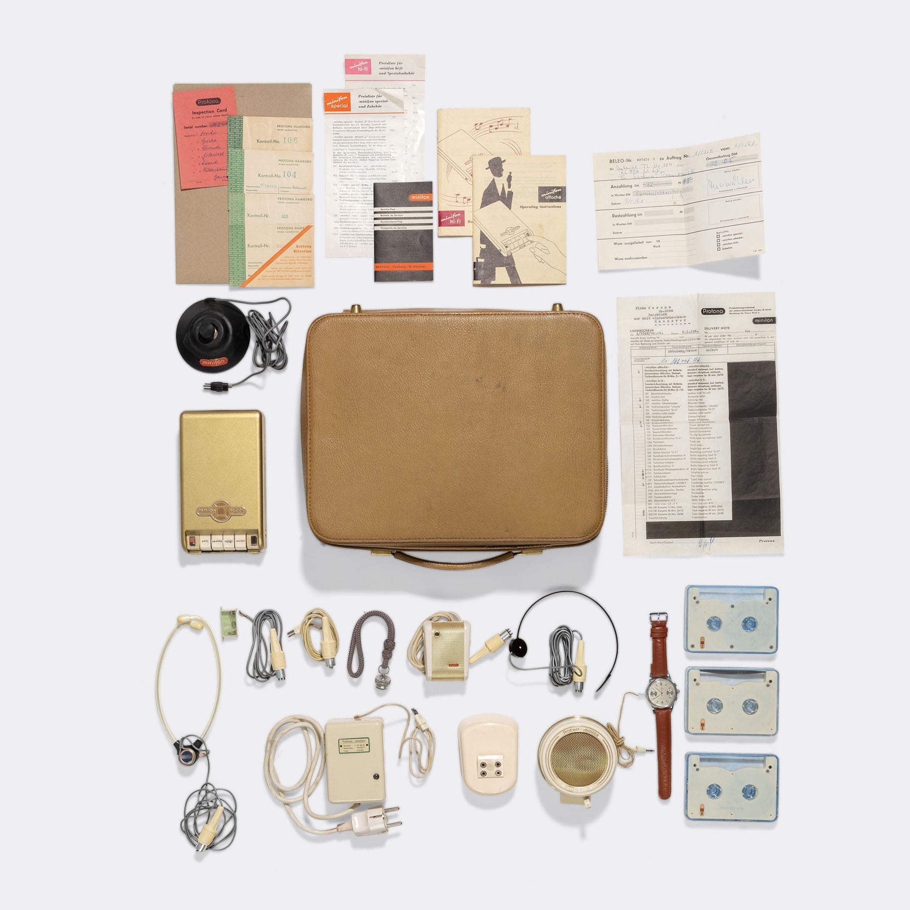 1960s Proton Minifon Wrist Watch Surveillance Set