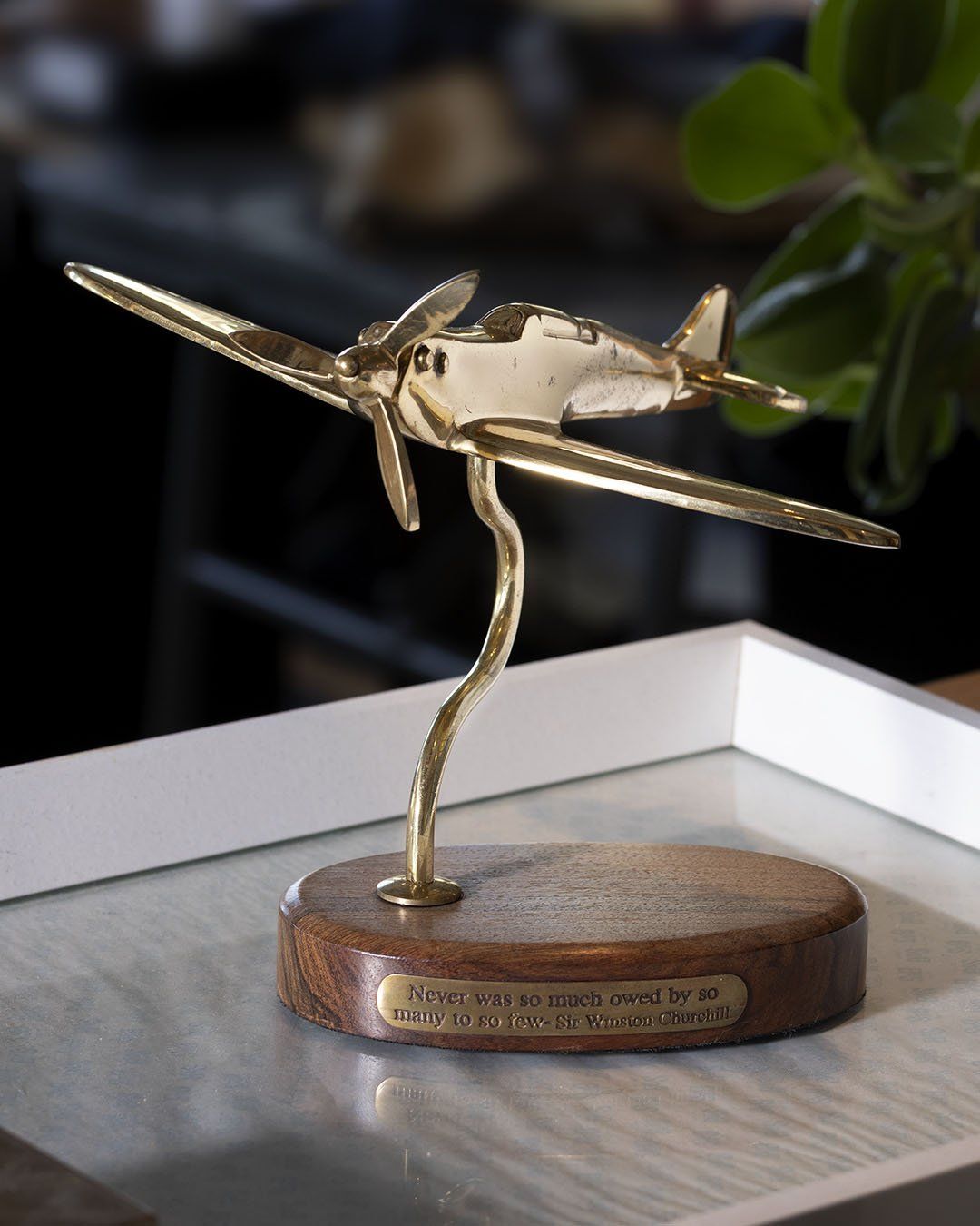 1950s Brass Spitfire Desk Airplane