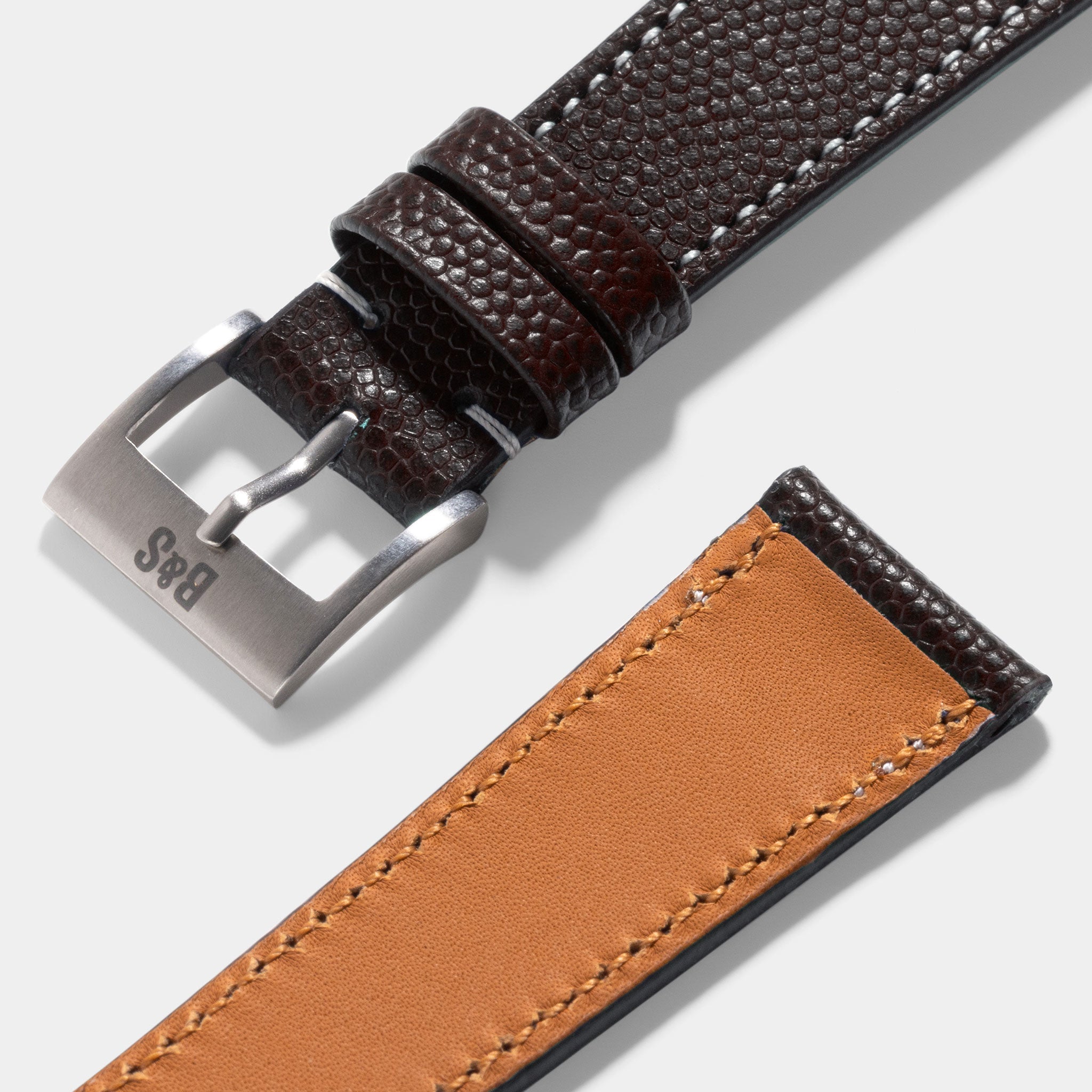 Pebbled Dark Brown Leather Watch Strap