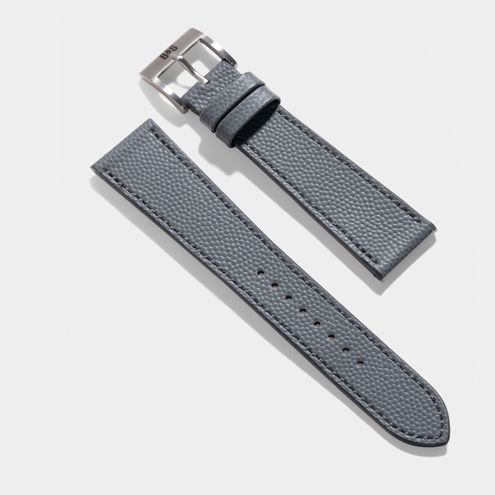 Pebbled Grey Tonal Leather Watch Strap