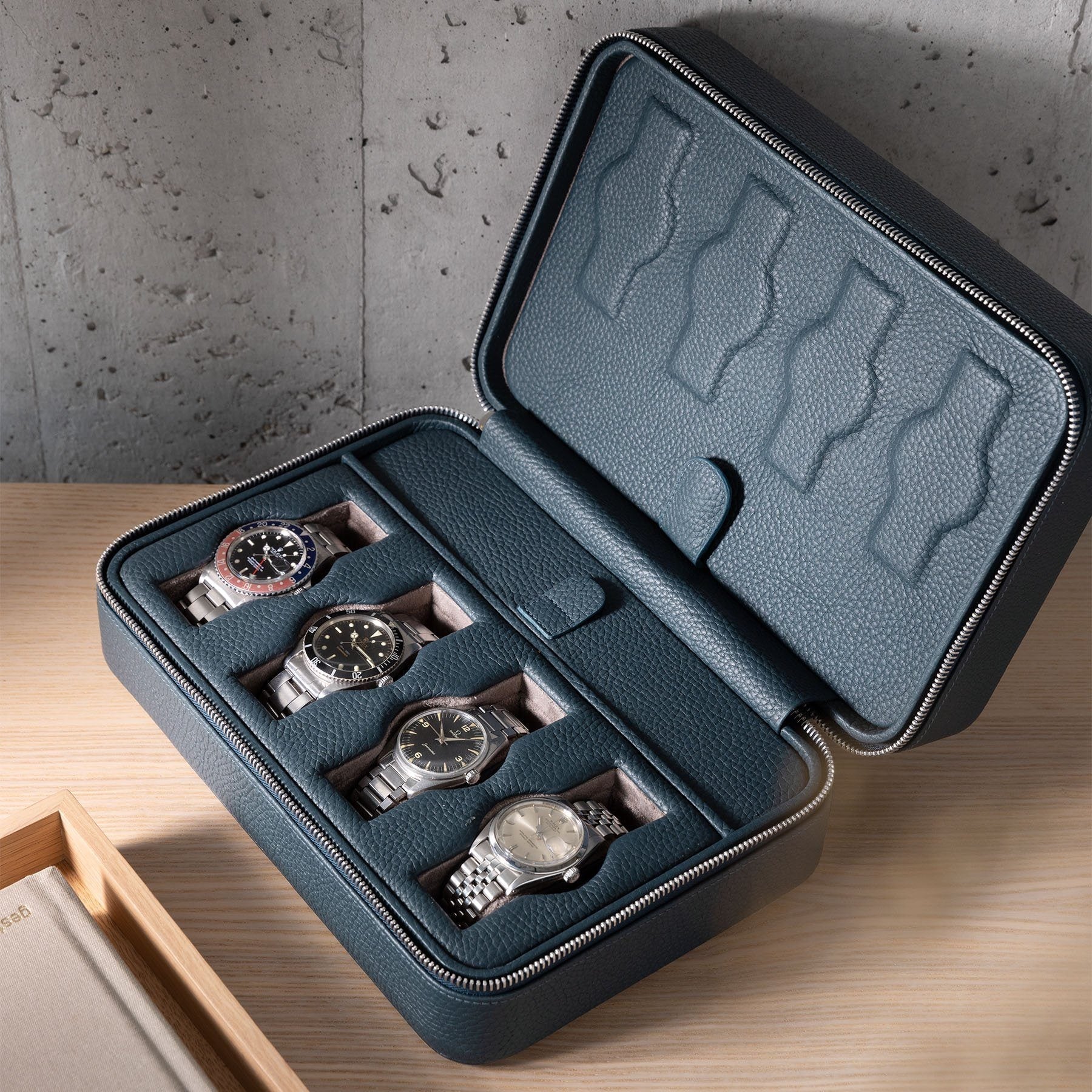 Prussian Blue Luxury Leather Watch Box