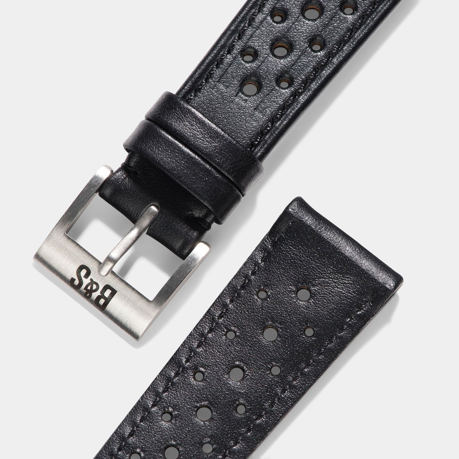 Racing Black Speedy Leather Watch Strap