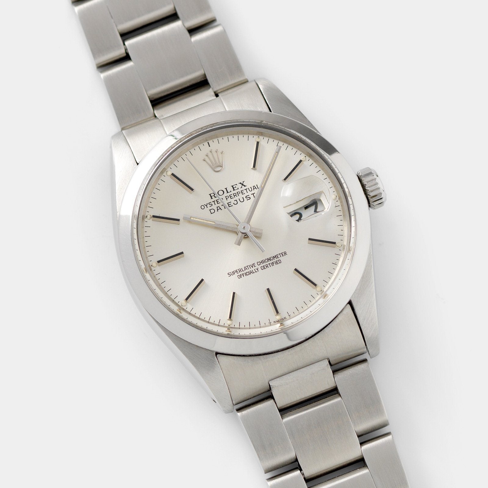 Rolex Datejust Reference 16000 Silver Soleil Dial with Smooth bezel
