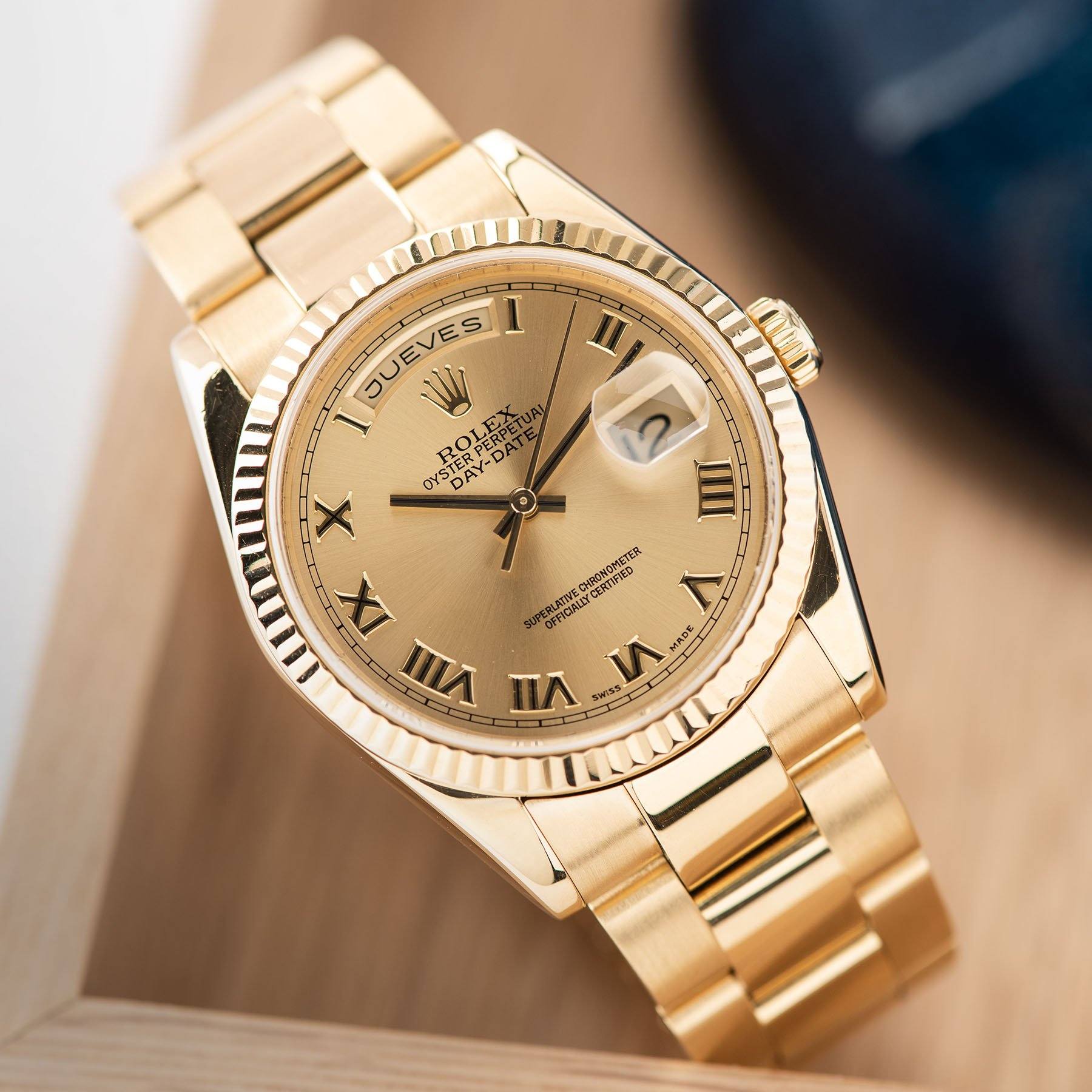 Rolex Day-Date Champagne Roman Dial 118238