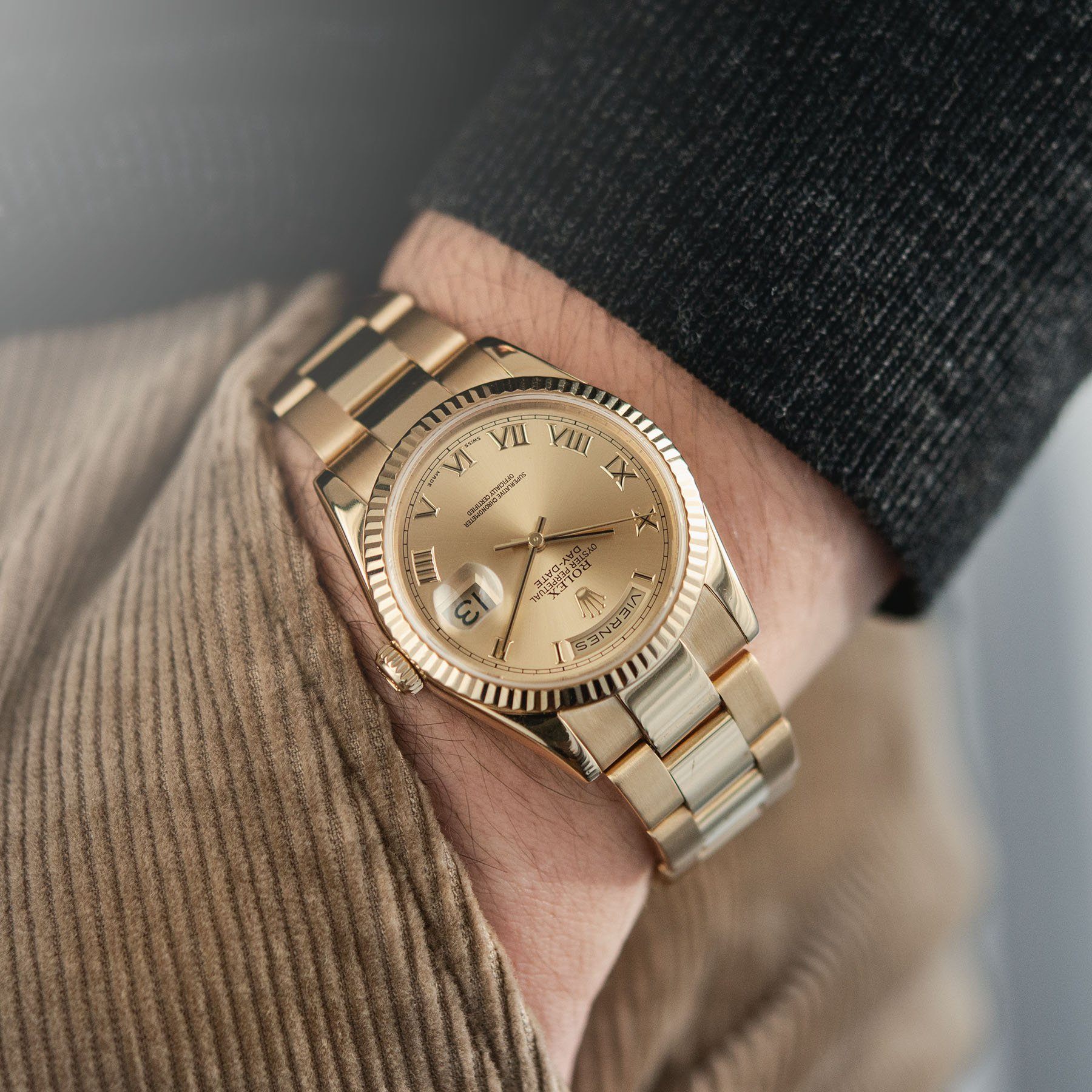 Rolex Day-Date Champagne Roman Dial 118238