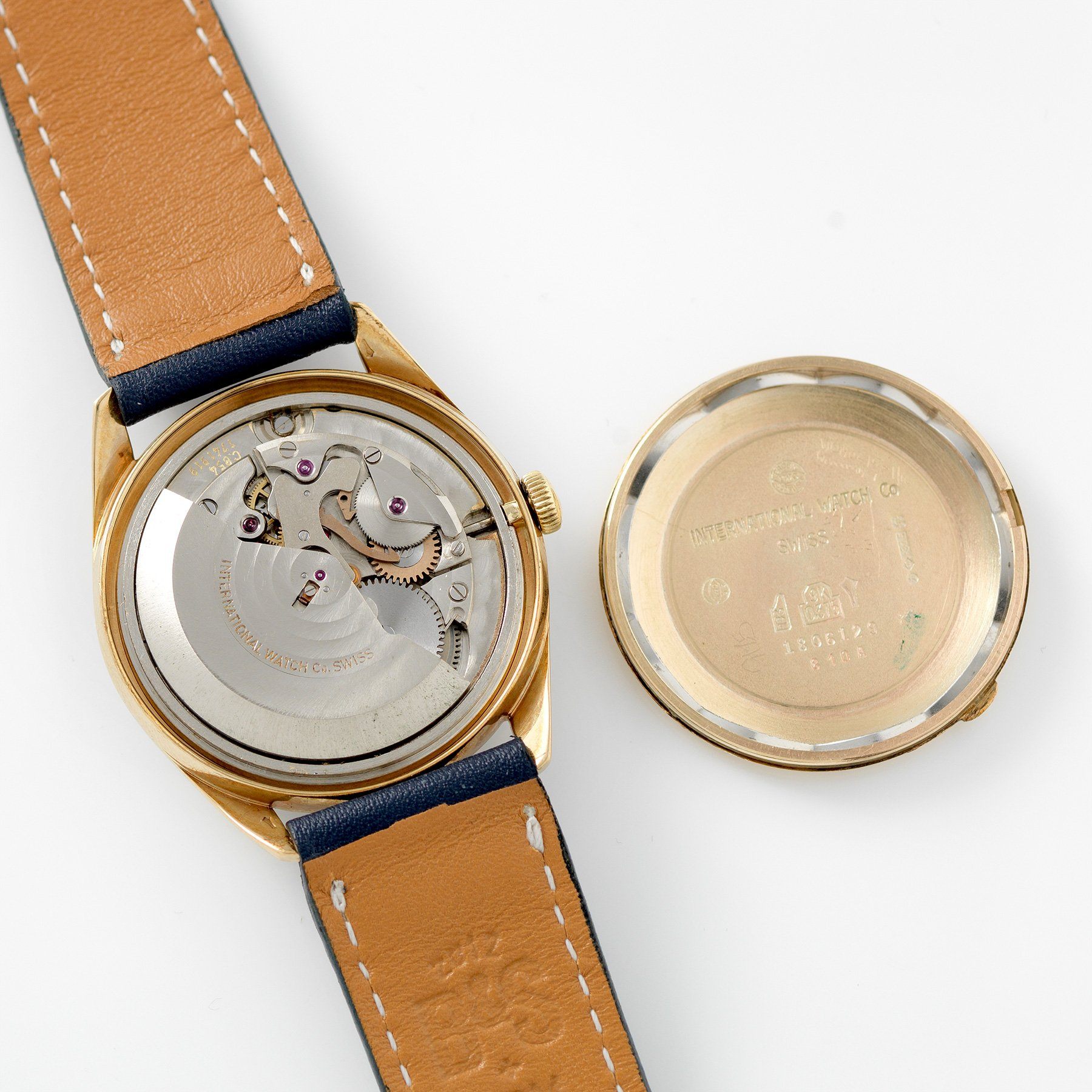 IWC Yellow Gold Dress Watch Blue Soleil Dial 