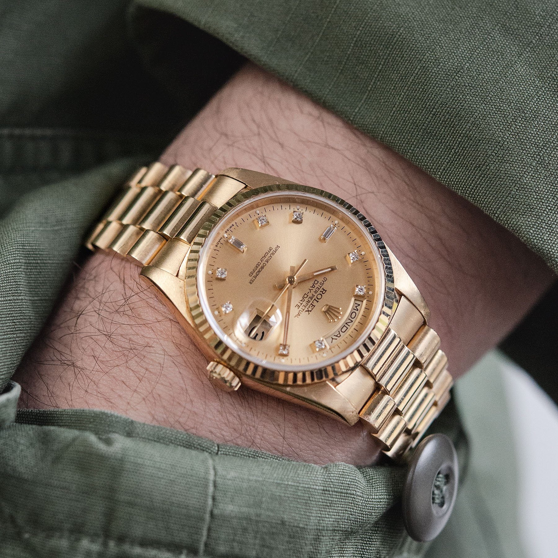 Rolex Day-Date Champagne Dial Diamond Hours 18238