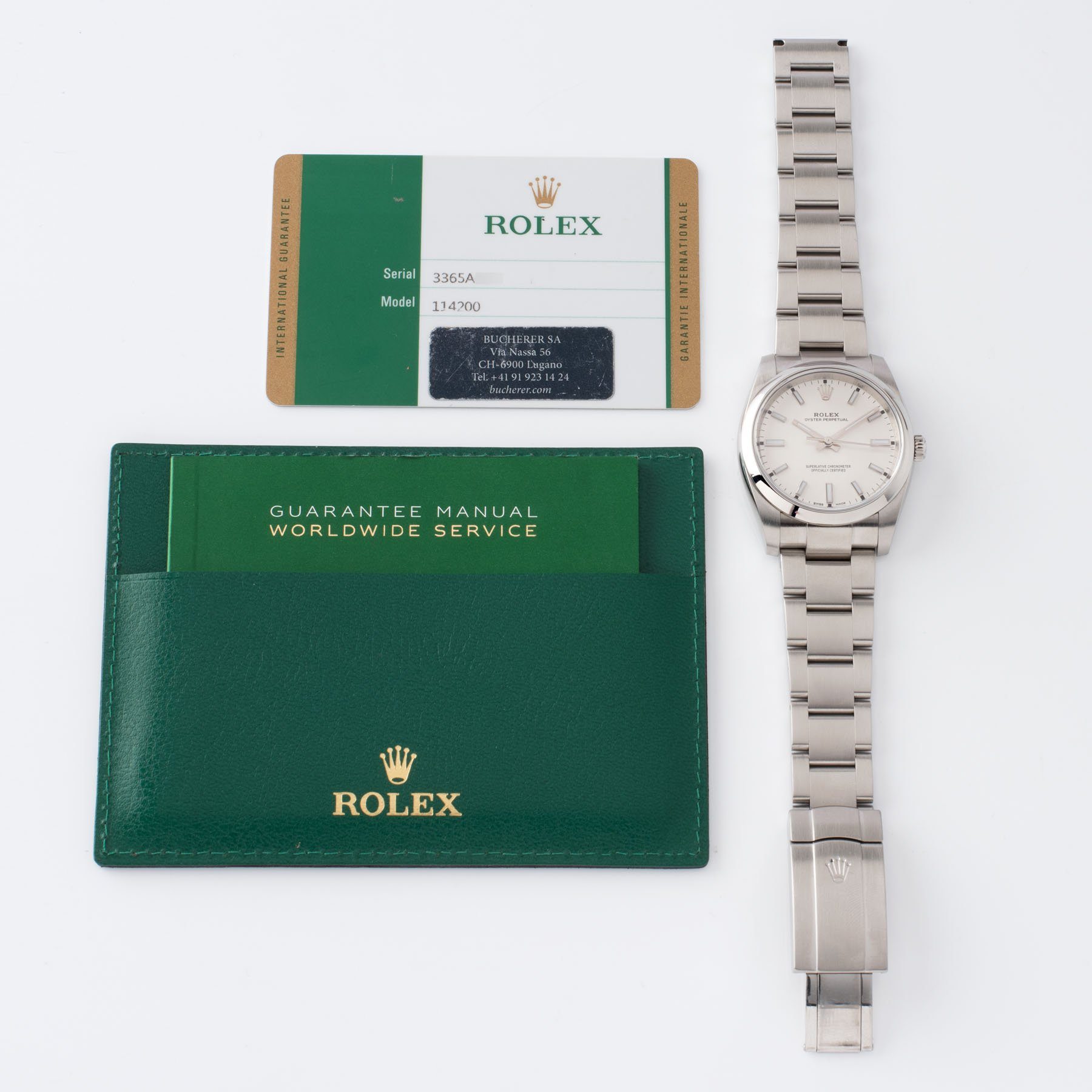 Rolex Oyster Perpetual Silver Dial 114200 with Guarantee