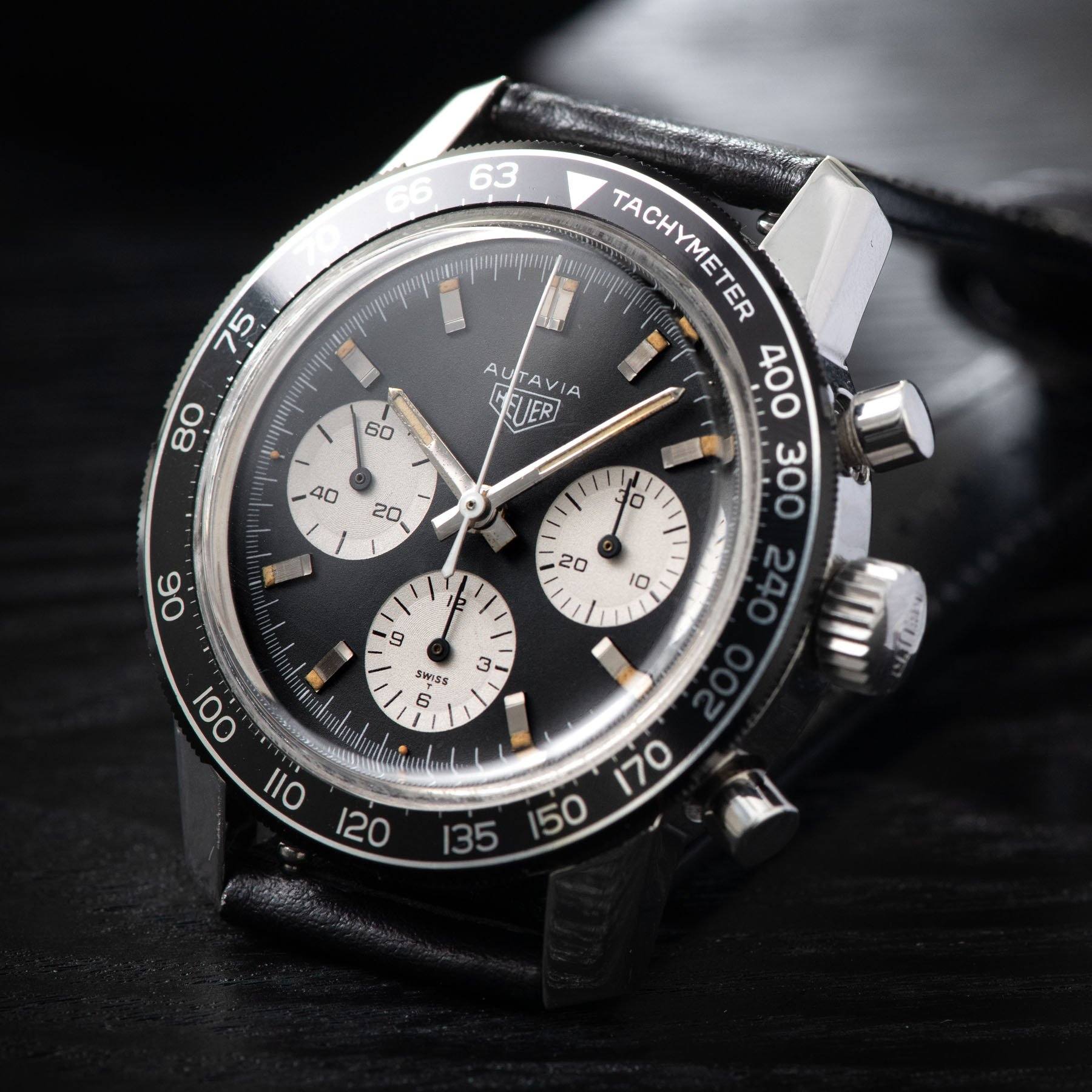 Heuer Autavia 2446C Tachymeter Black Dial