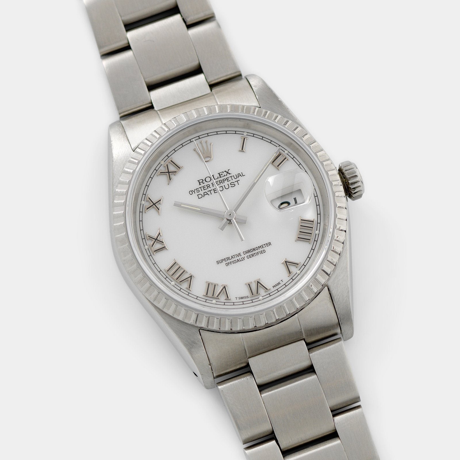 Rolex Datejust White Porcelain Dial Ref 16220