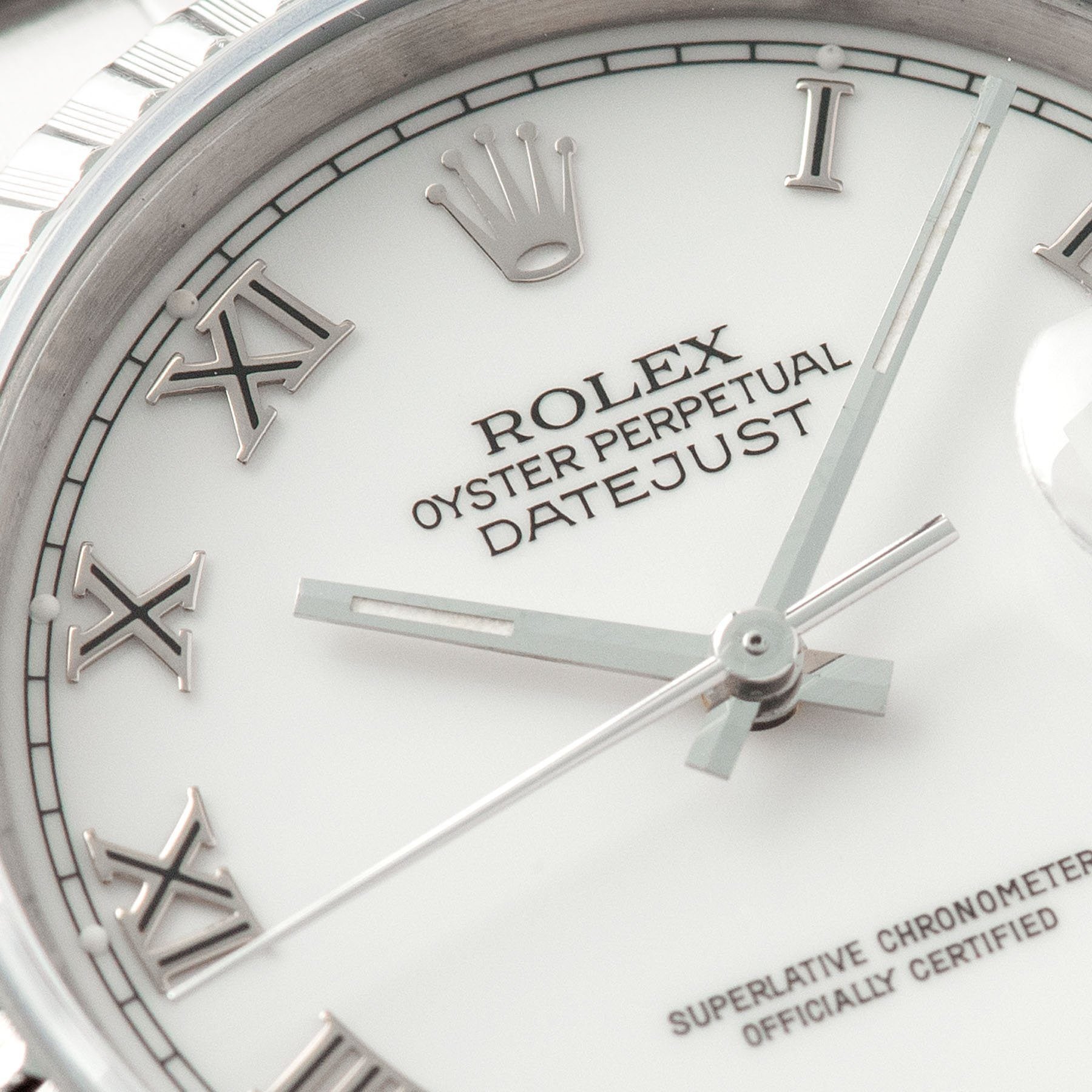 Rolex Datejust White Porcelain Dial Ref 16220