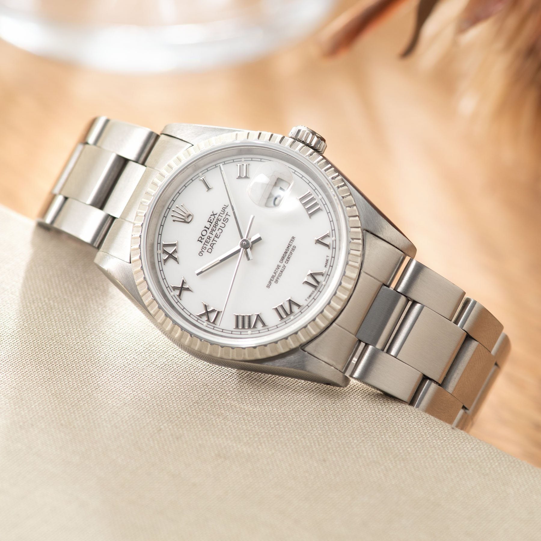 Rolex Datejust White Porcelain Dial Ref 16220