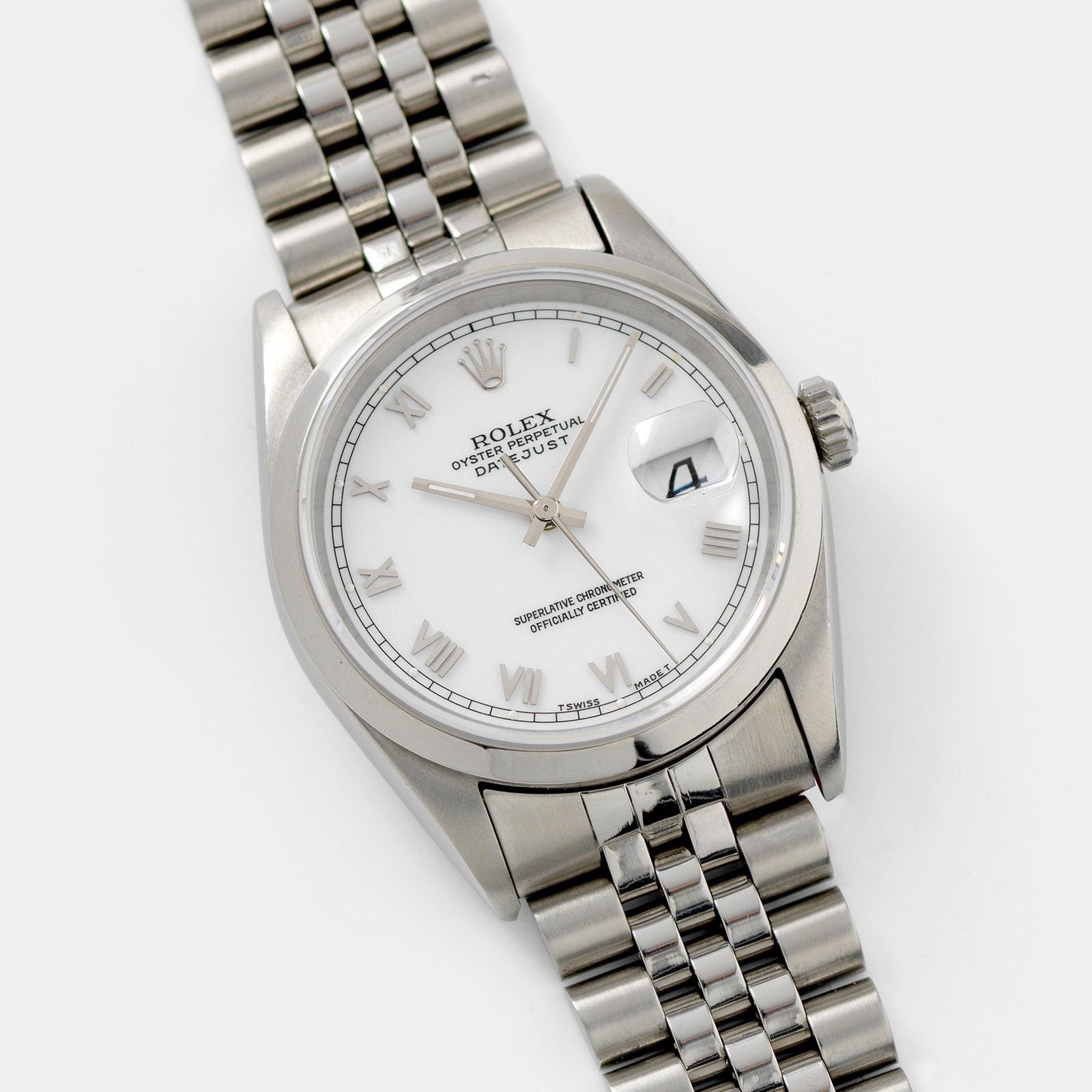 Rolex Datejust White Porcelain Roman Numerals Dial 16220