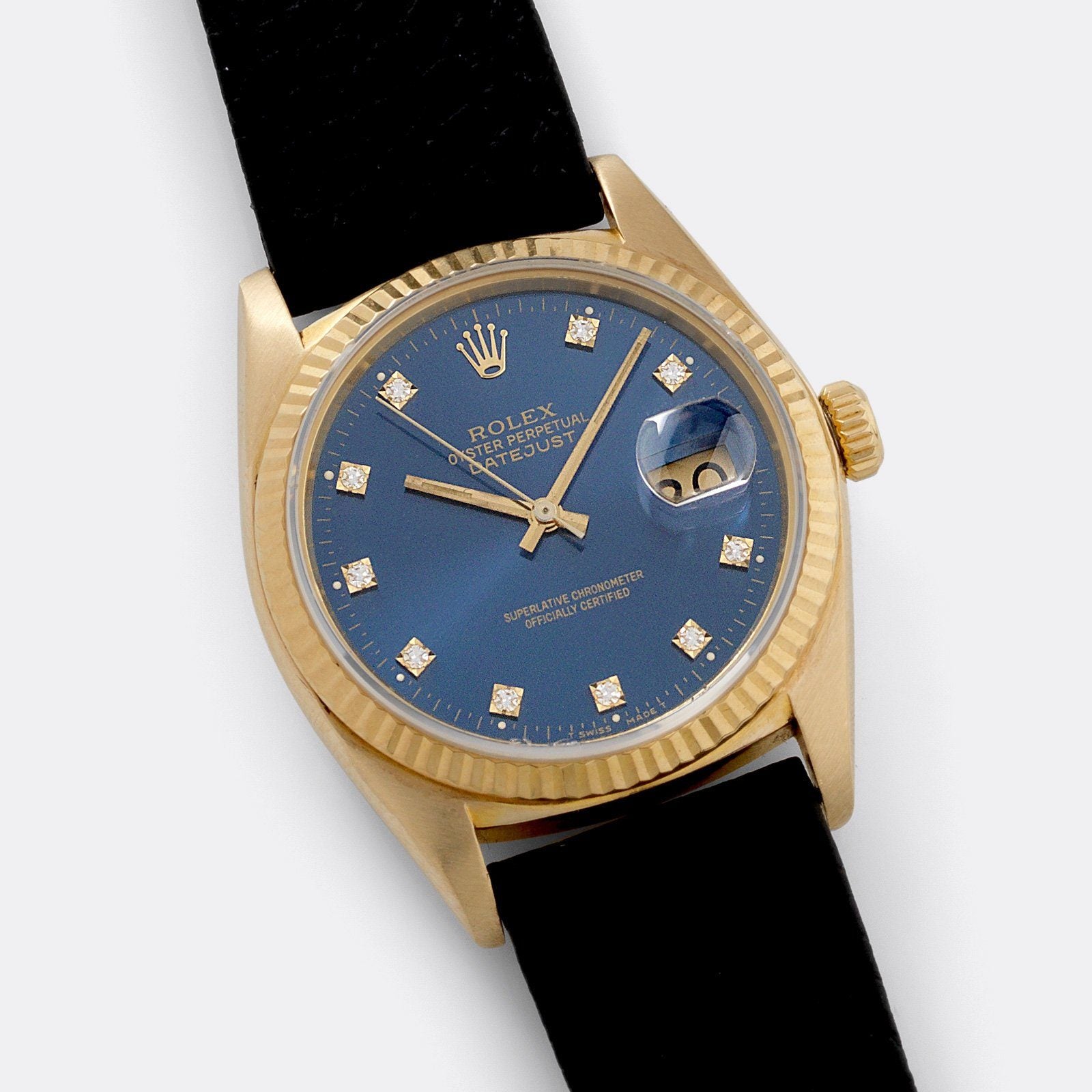 Rolex Datejust Yellow Gold 16018 Blue Diamond Hours Dial