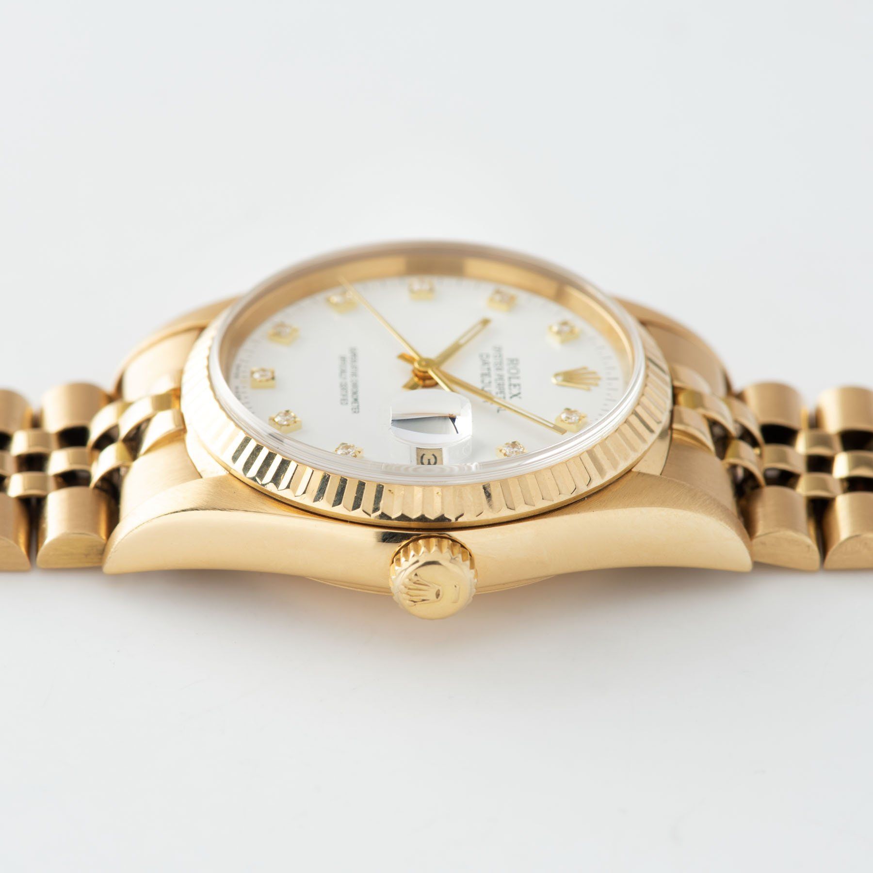 Rolex Datejust Yellow Gold White Diamond Hours Dial 16018