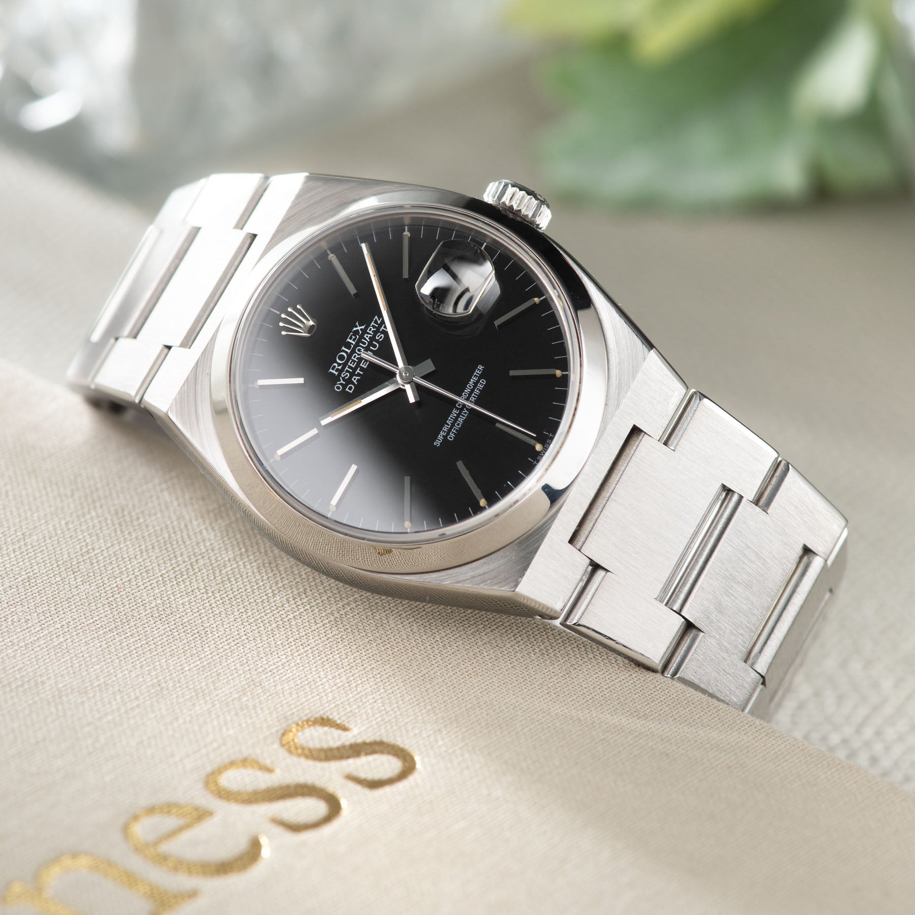 Rolex Oysterquartz Datejust Black Soleil Dial 17000