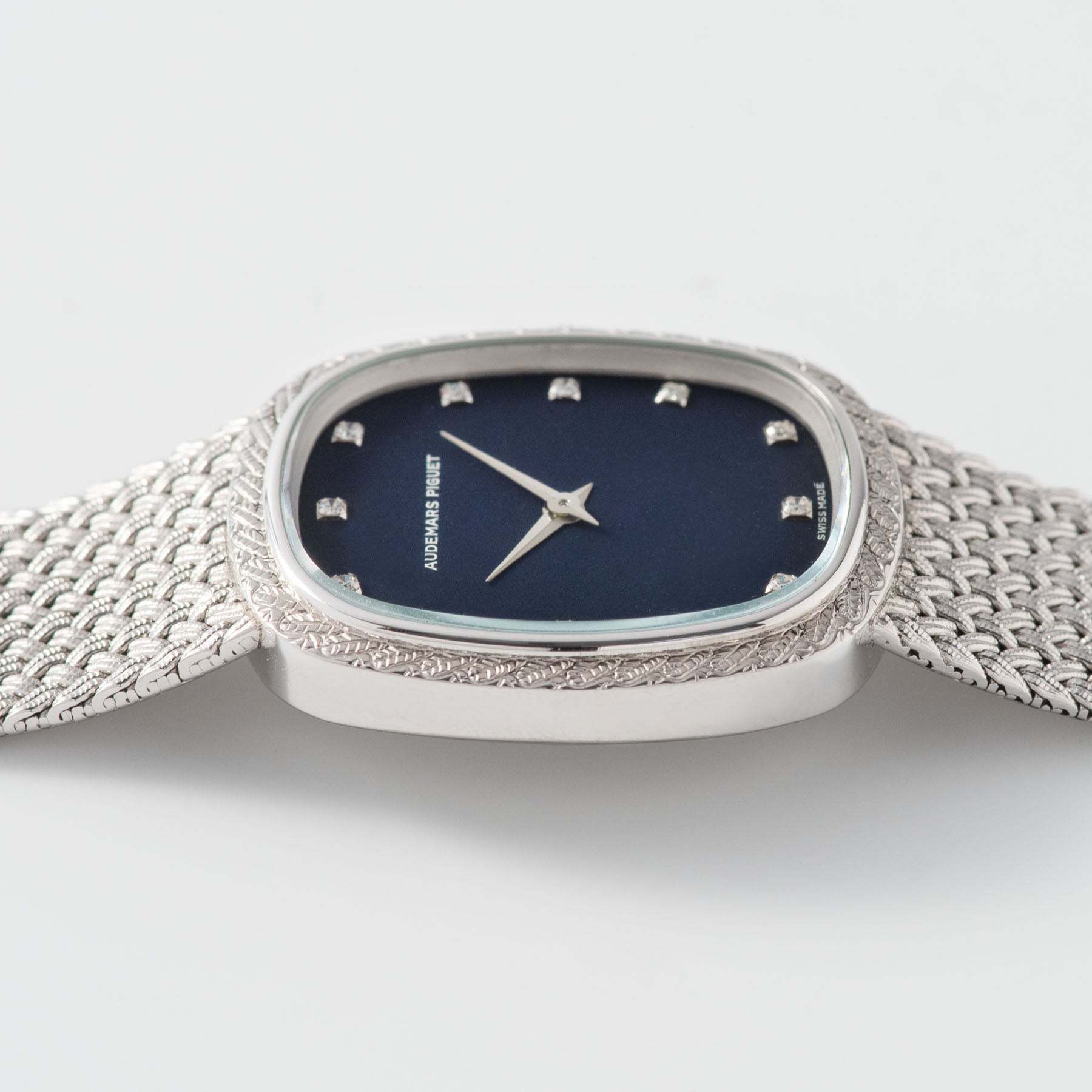 Audemars Piguet Steel Integrated Bracelet Dress Watch Blue Dial 