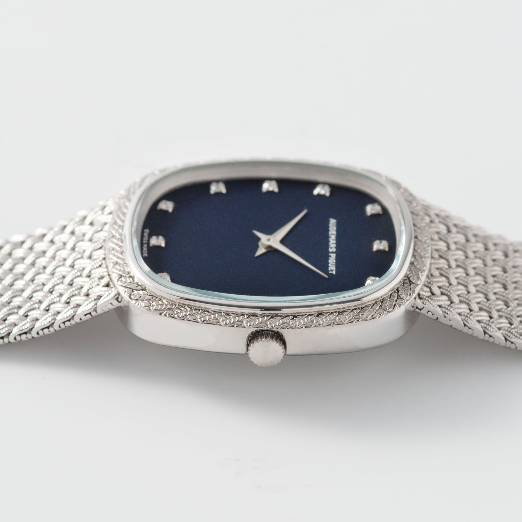 Audemars Piguet Steel Integrated Bracelet Dress Watch Blue Dial 