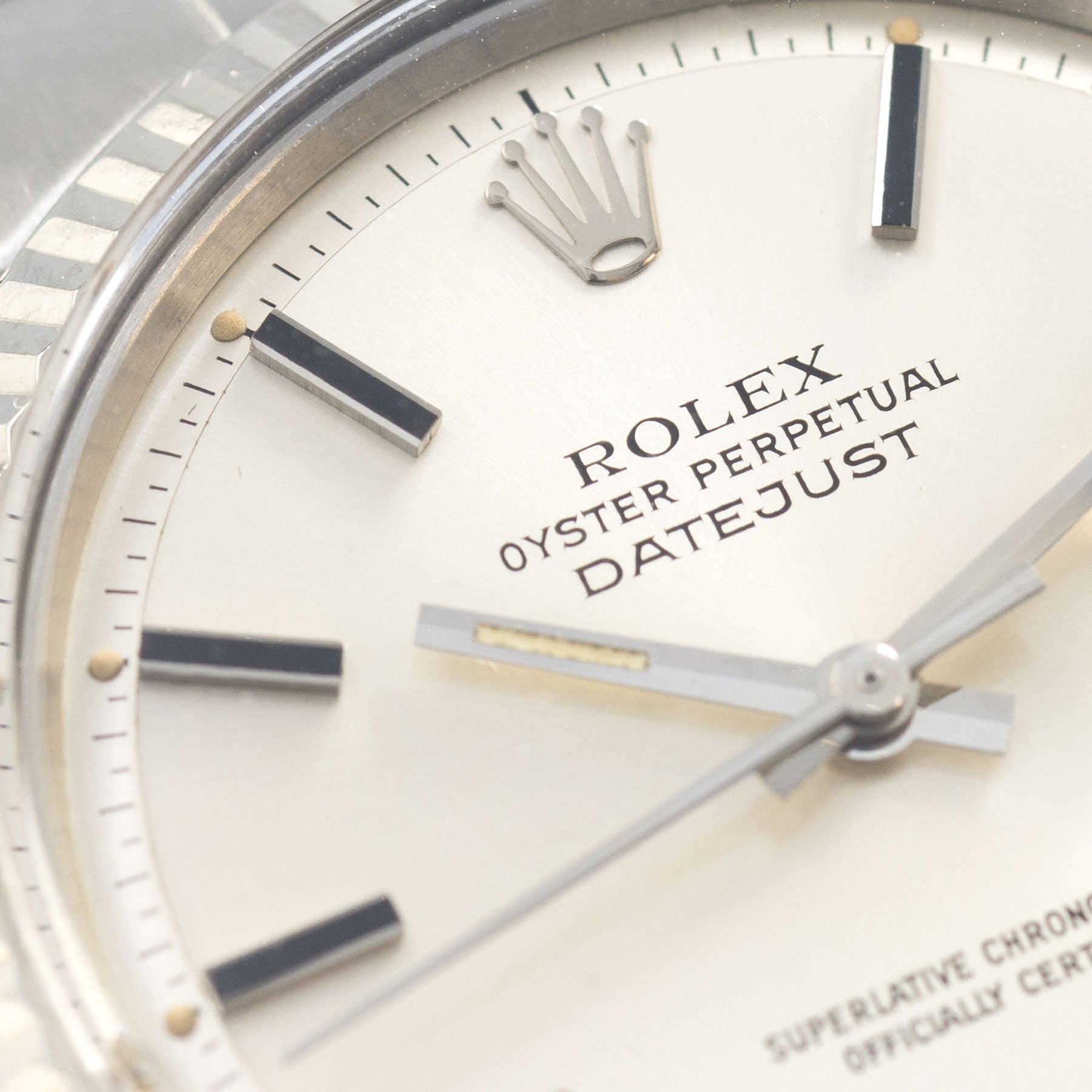 Rolex Datejust 1601 White Gold Bezel Silver Pie Pan Dial 