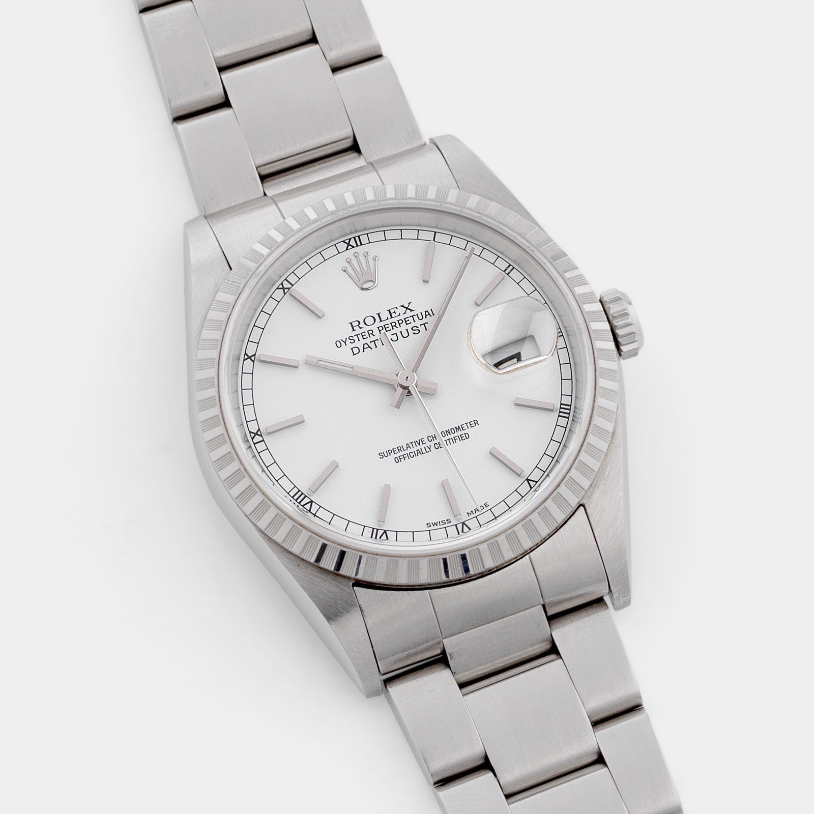 Rolex Datejust White Porcelain Dial Reference 16220