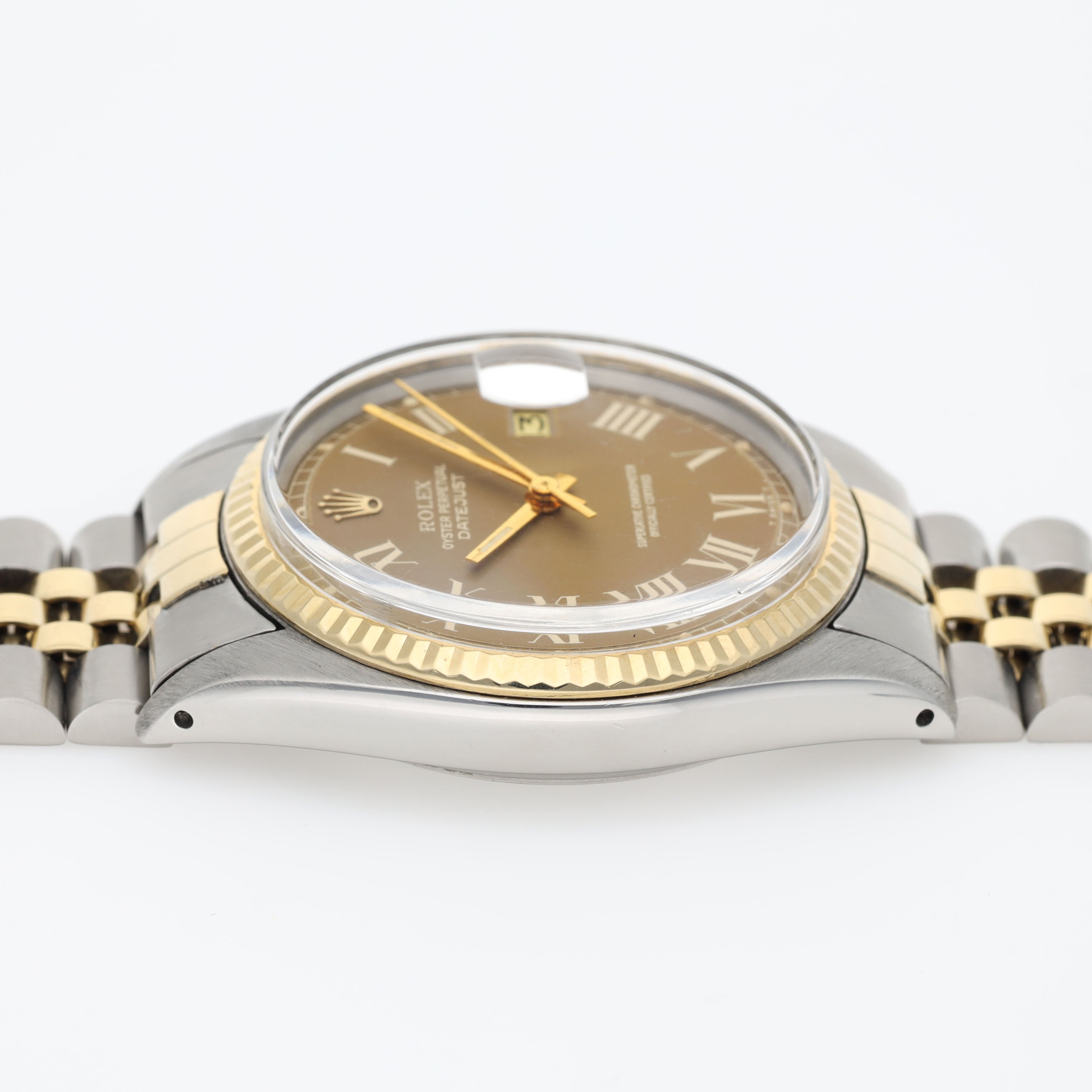 Rolex Datejust 1601 Steel and Gold Brown Buckley Dial