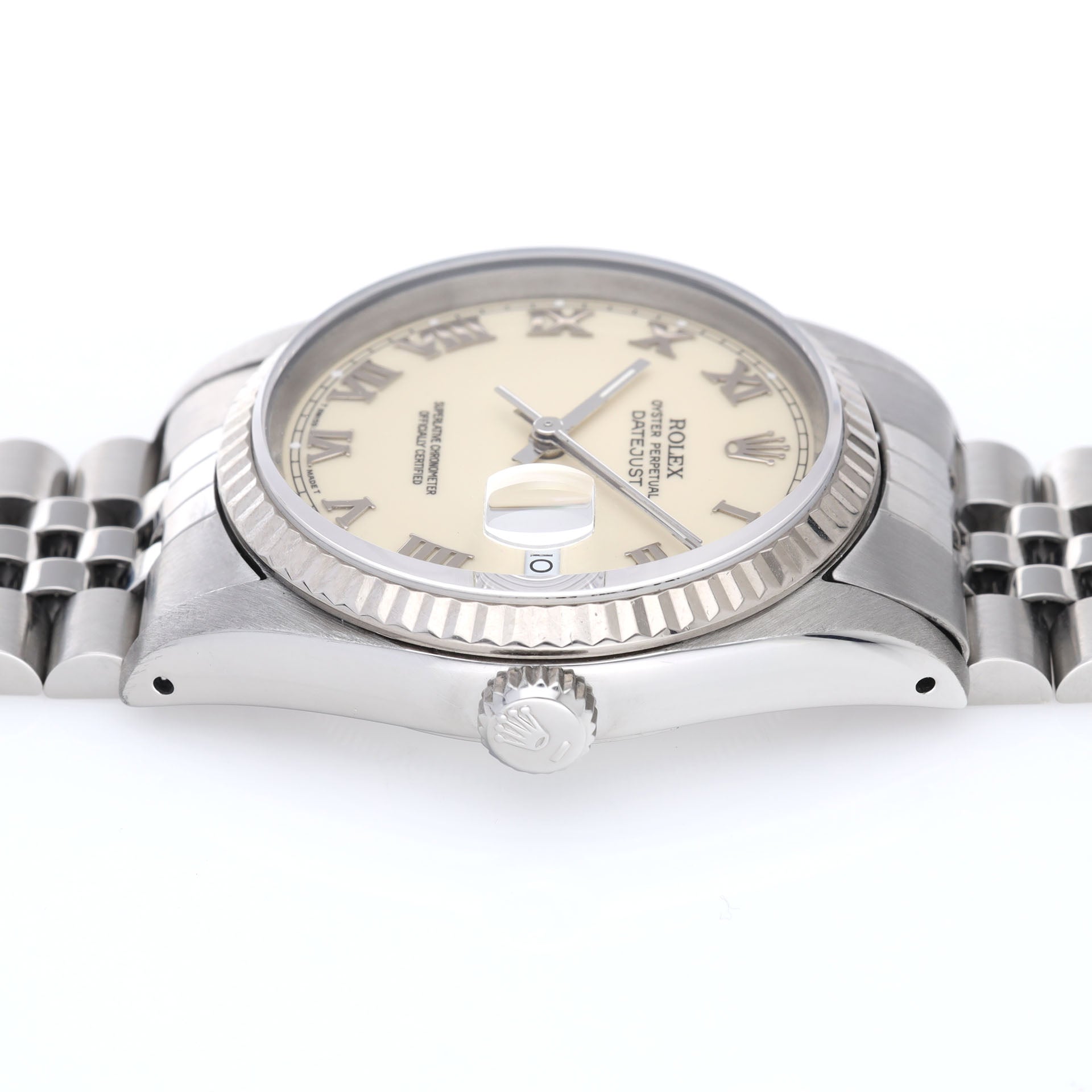 Rolex Datejust 16234 Cream Porcelain Dial Applied Roman Hours