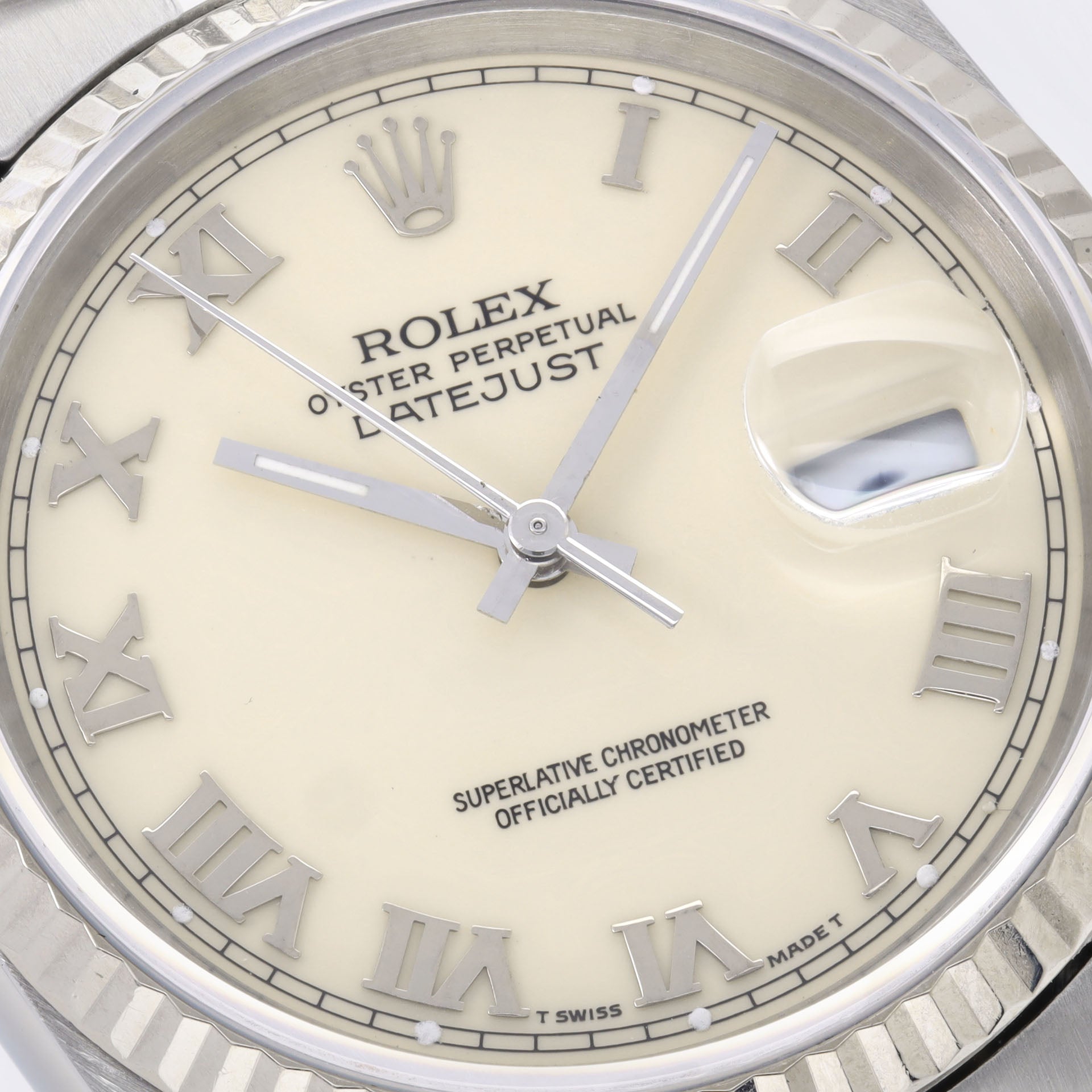 Rolex Datejust 16234 Cream Porcelain Dial Applied Roman Hours