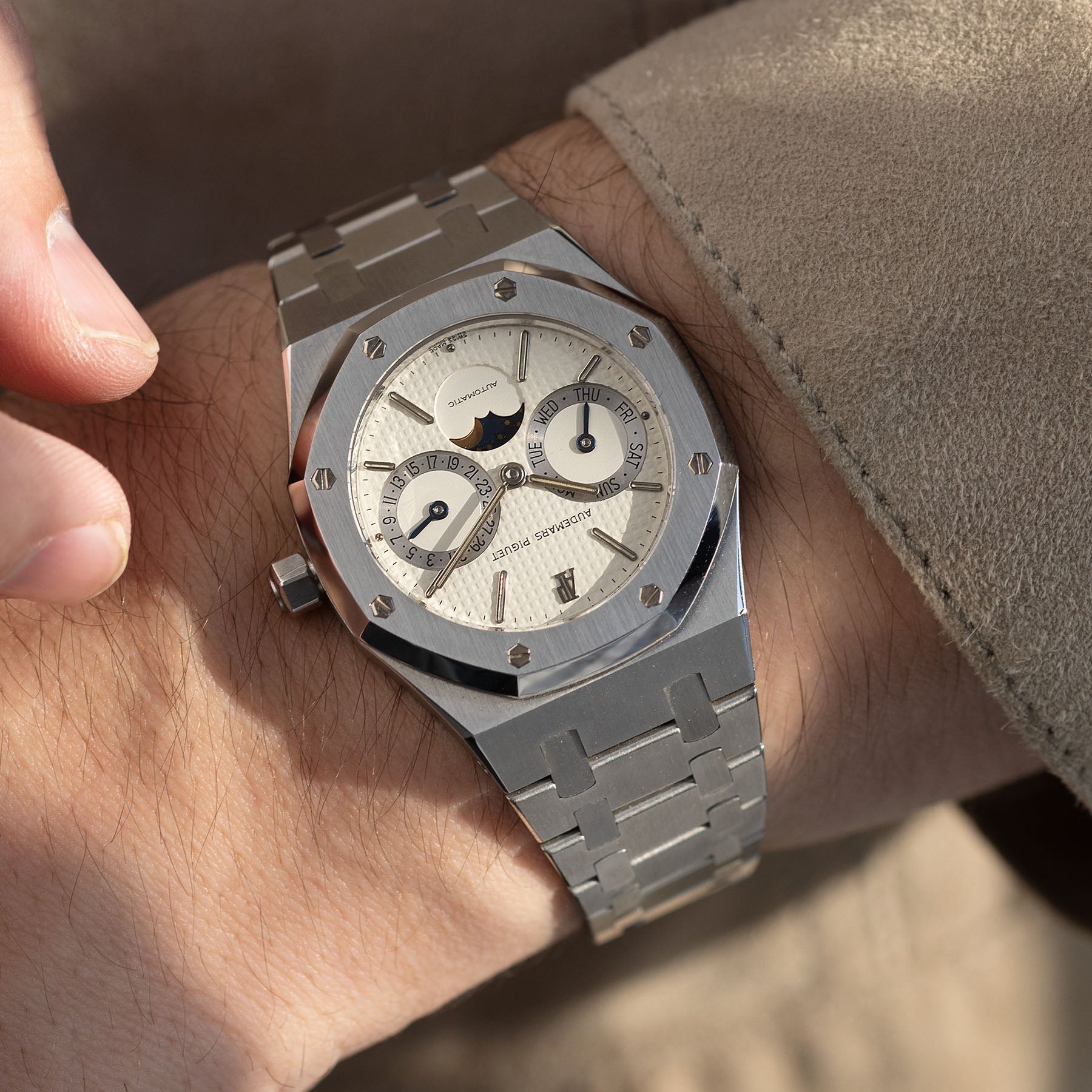 Audemars Piguet Royal Oak 25594ST Day Date Mondphase Creme Zifferblatt