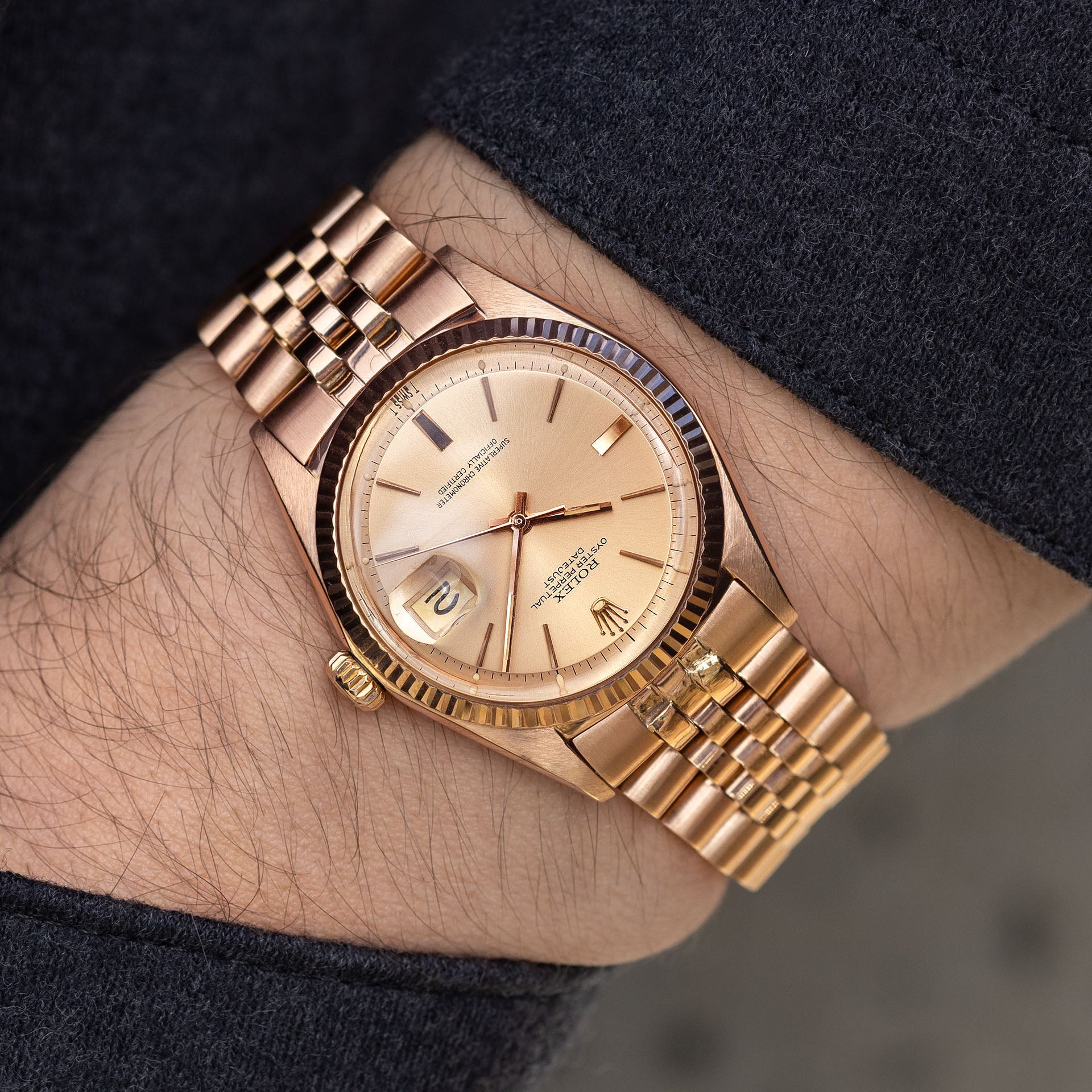 Rolex Datejust 1601 “Pink on Pink” Rose Gold Case, Bracelet and Dial