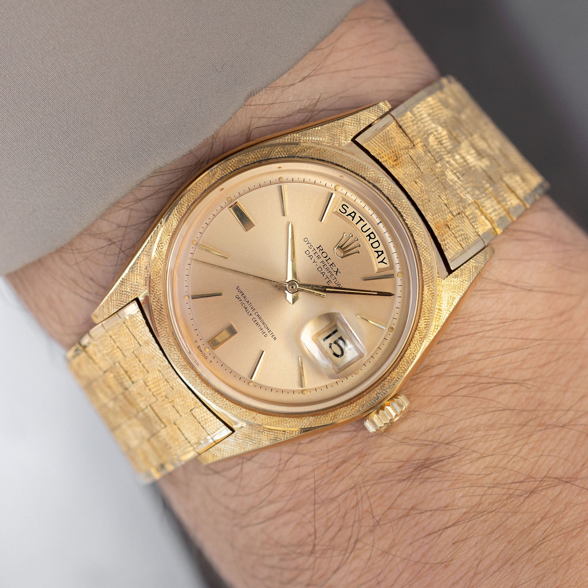  Rolex Day-Date 1806 Yellow Gold Florentine Finish on Brick Bracelet