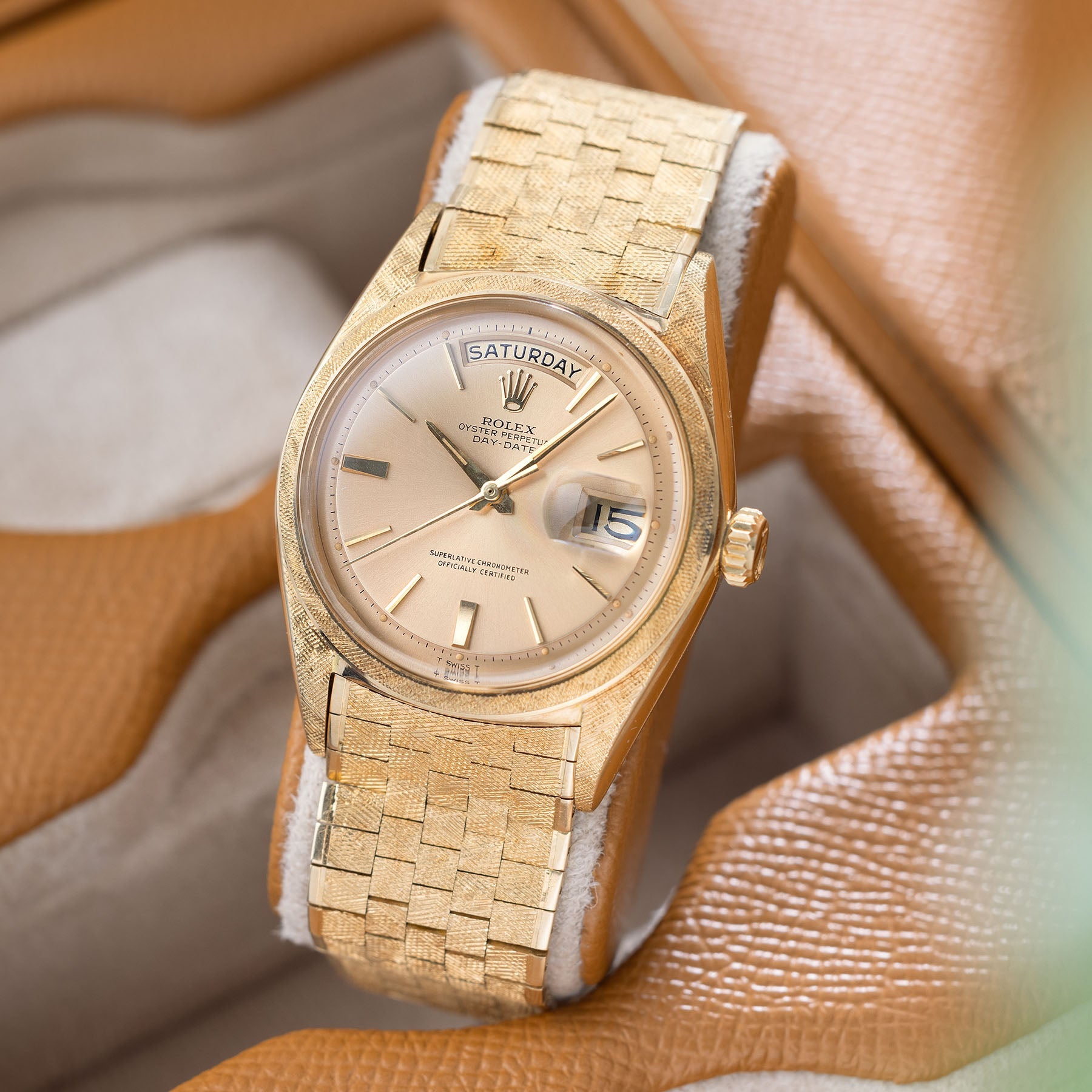  Rolex Day-Date 1806 Yellow Gold Florentine Finish on Brick Bracelet