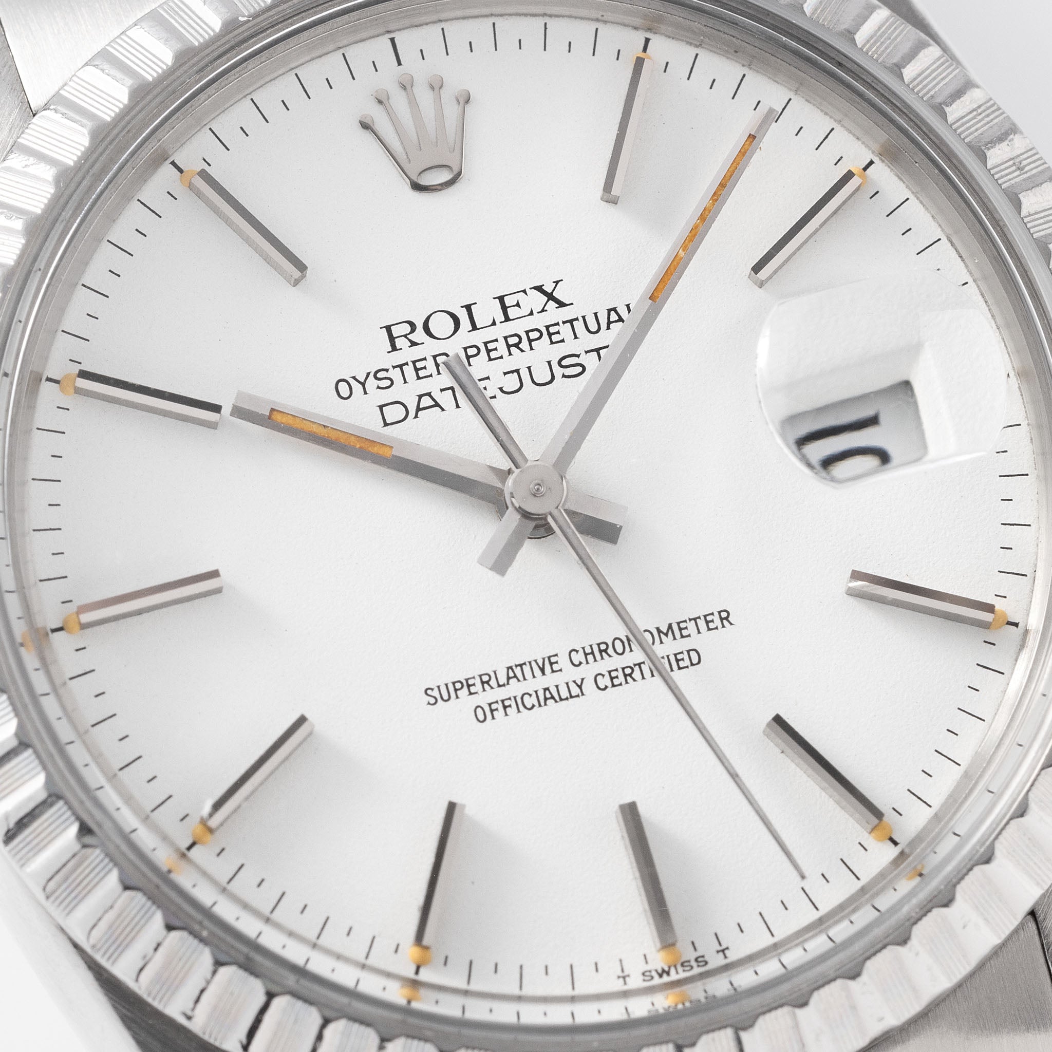 Rolex 16030 Datejust Polar Weißes Zifferblatt Mit Pumpkin Patina