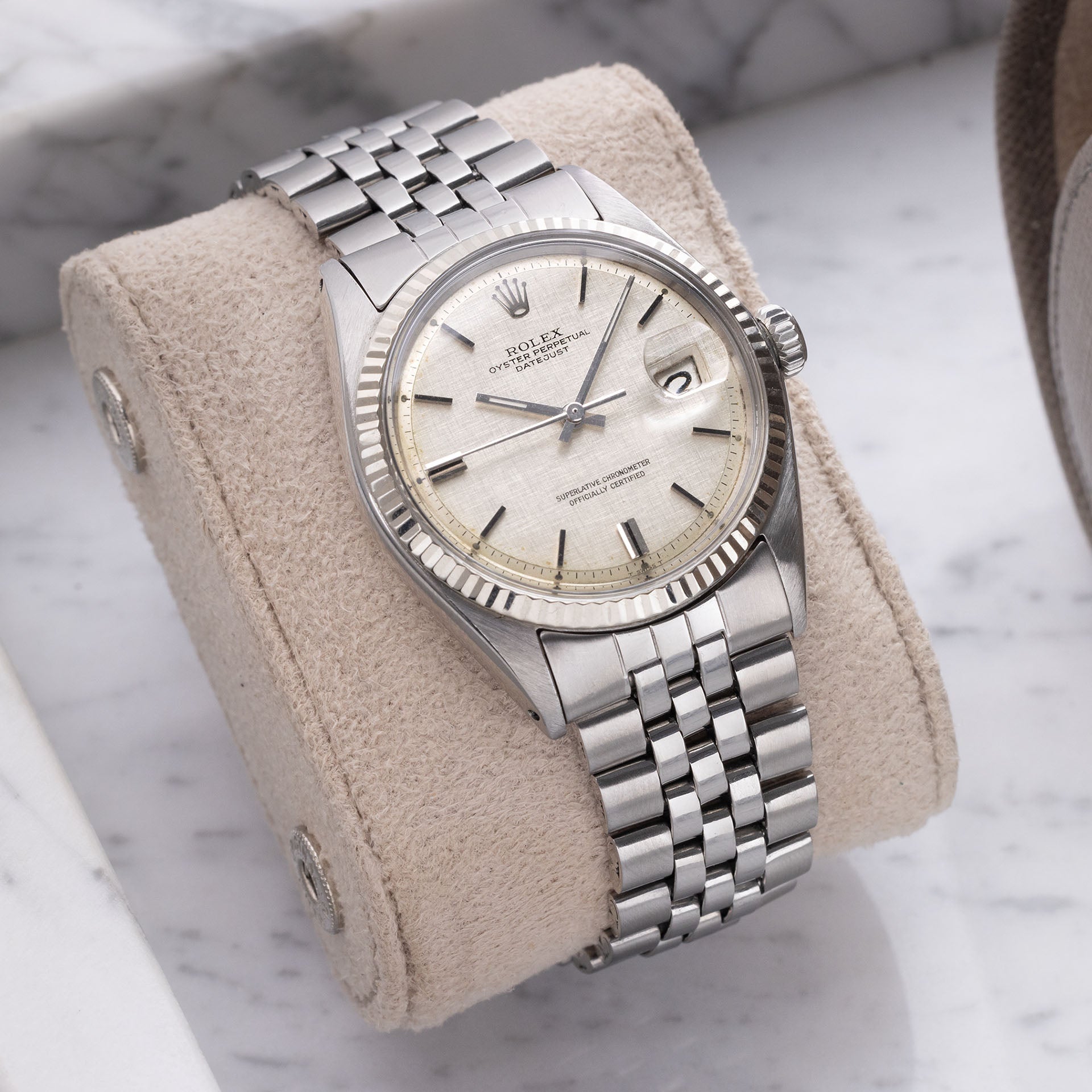 ROLEX DATEJUST 1601 Silber LINEN Zifferblatt