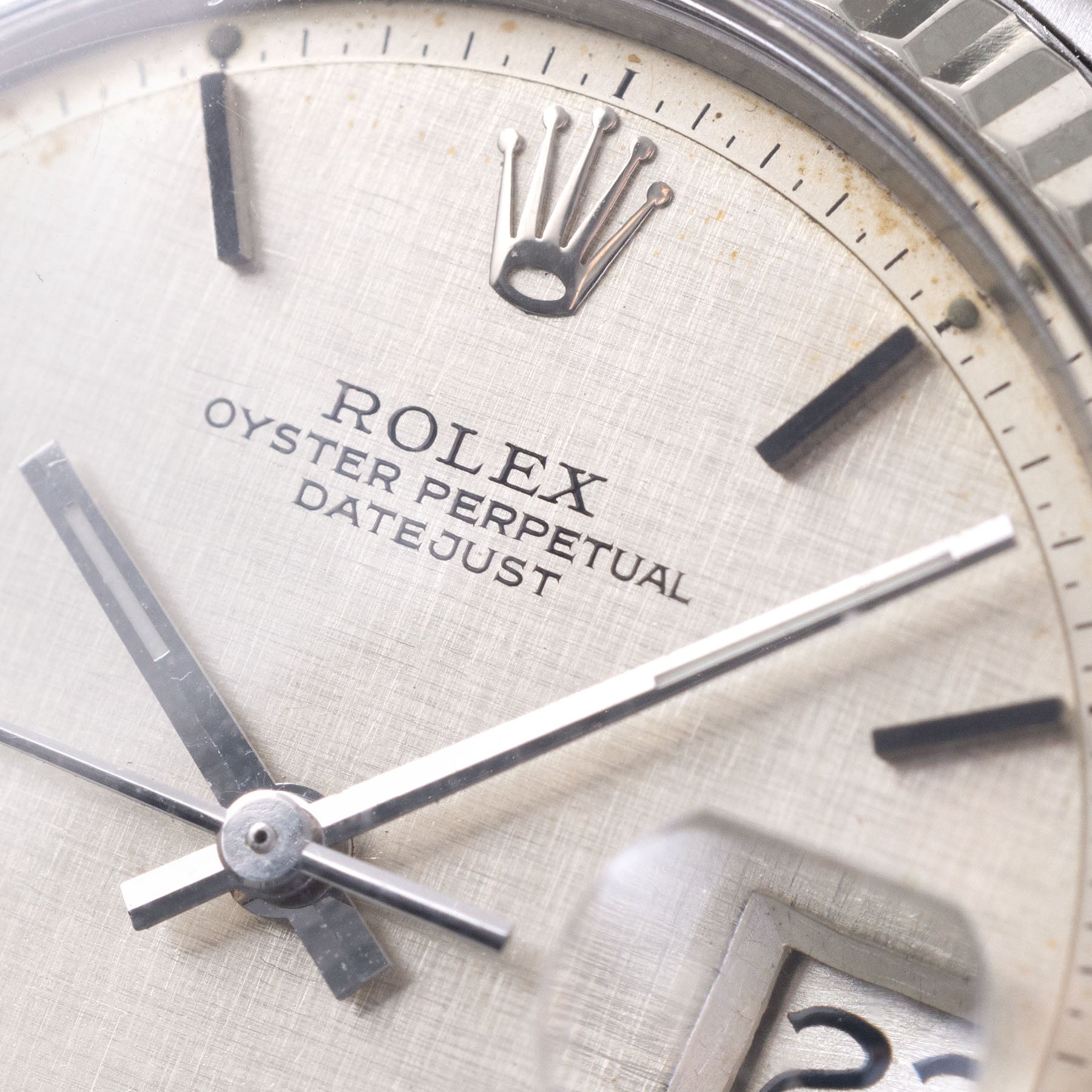 ROLEX DATEJUST 1601 Silber LINEN Zifferblatt