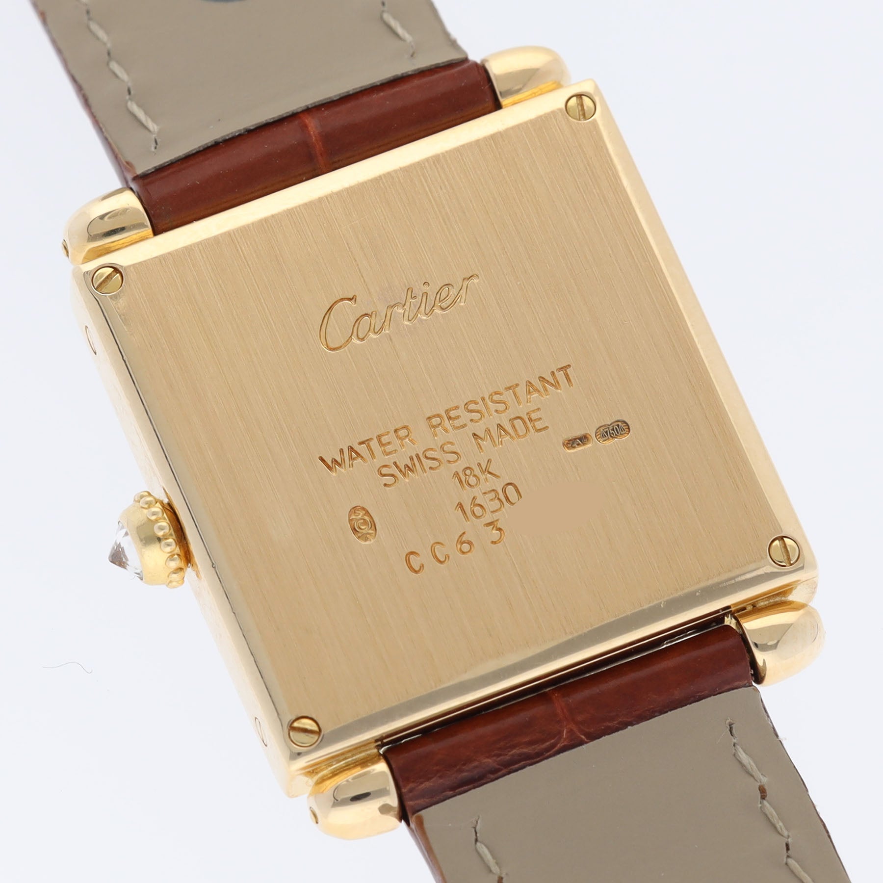 Cartier Tank Obus 1630 Yellow Gold Diamond Bezel Cartier Service