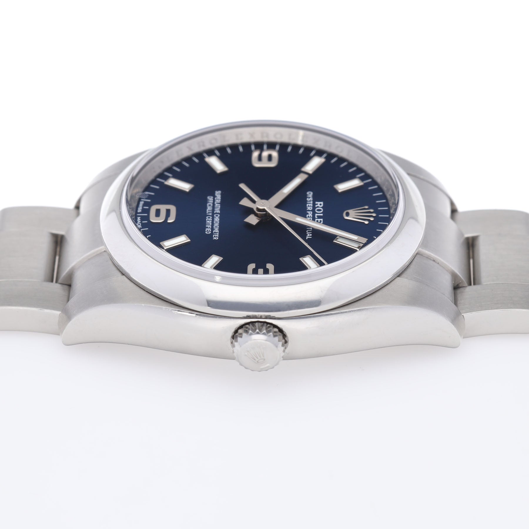 ROLEX OYSTER PERPETUAL PERPETUAL 114200 Blaues EXPLORER Zifferblatt mit BOX und Papieren 